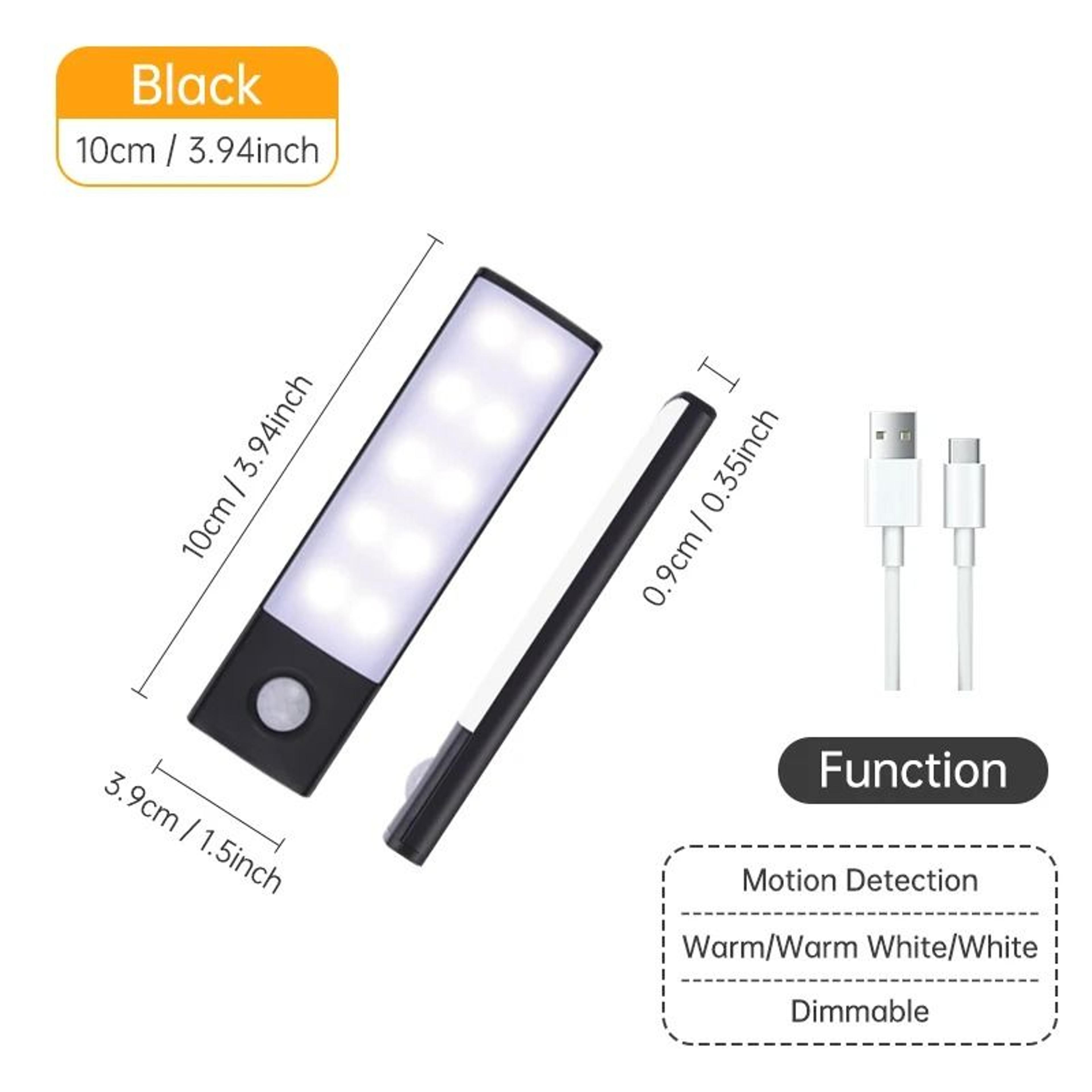 Wireless PIR Motion Sensor LED Night Light Bar USB Rechargeable UnderCabinet Lamp 8
