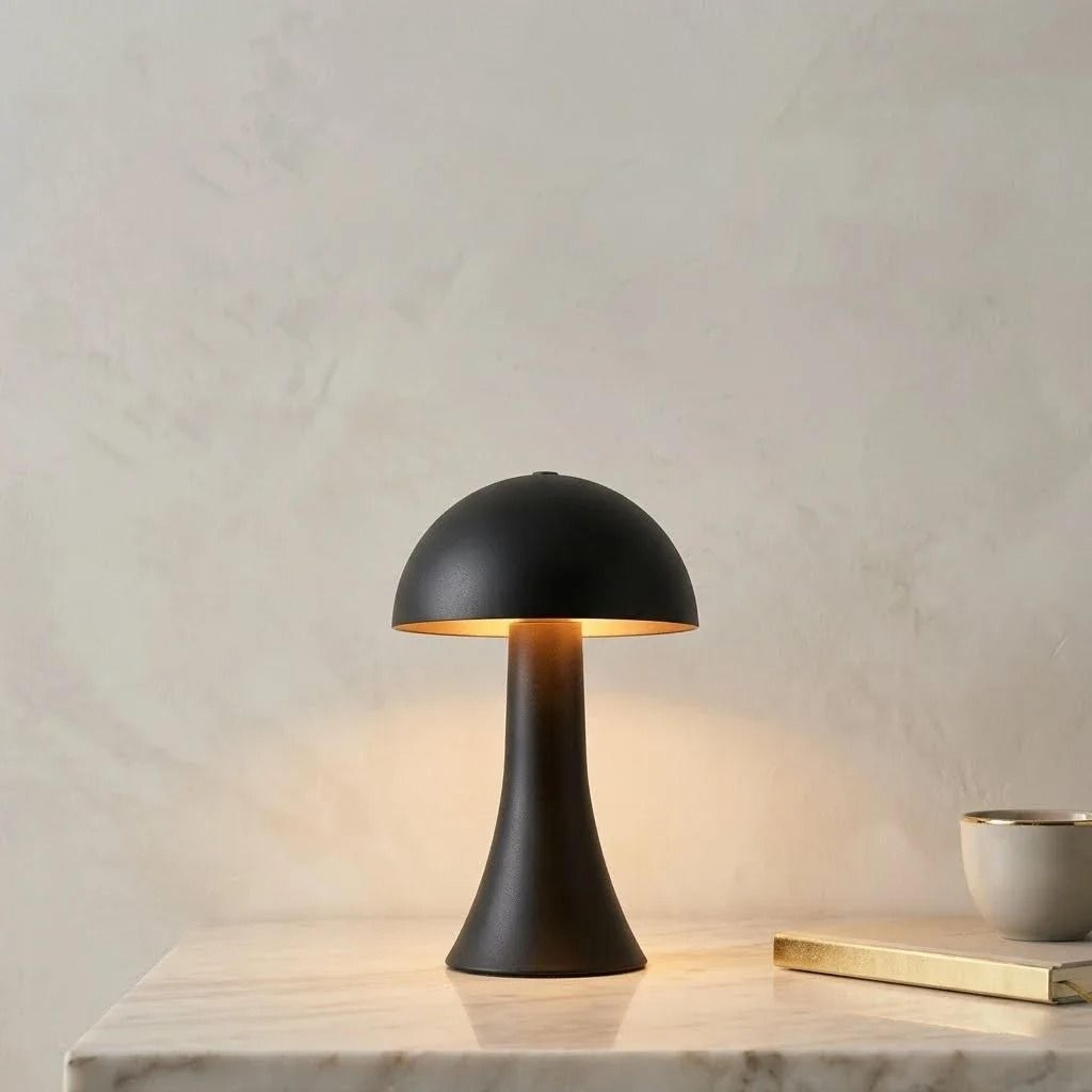 Vintage Mushroom Ambient Table Lamp With Touch Sensor  USB Rechargeable Battery 4
