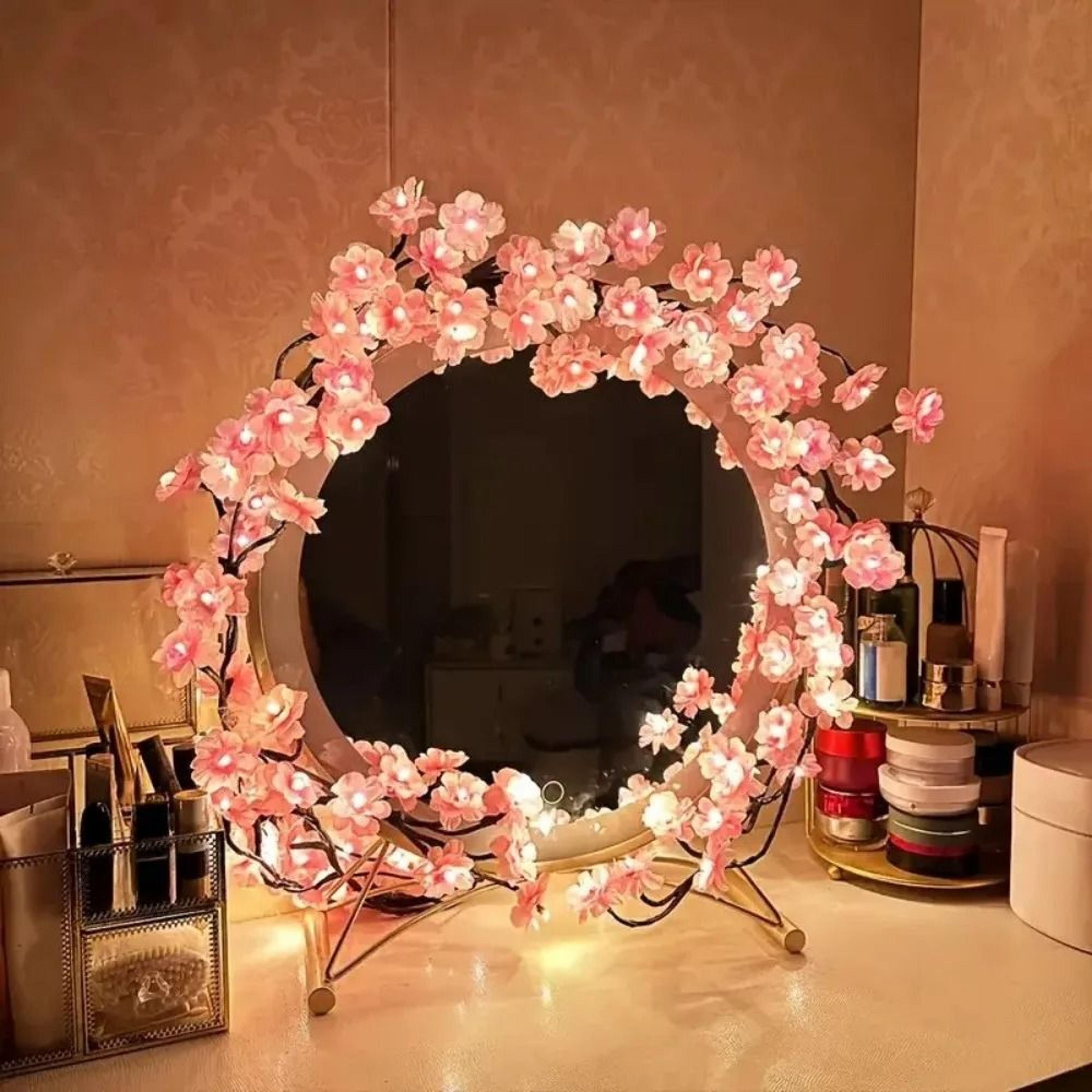 Artificial Flower Vine Cherry Blossom Fairy String Lights USB 5V 8 Lighting Modes 3