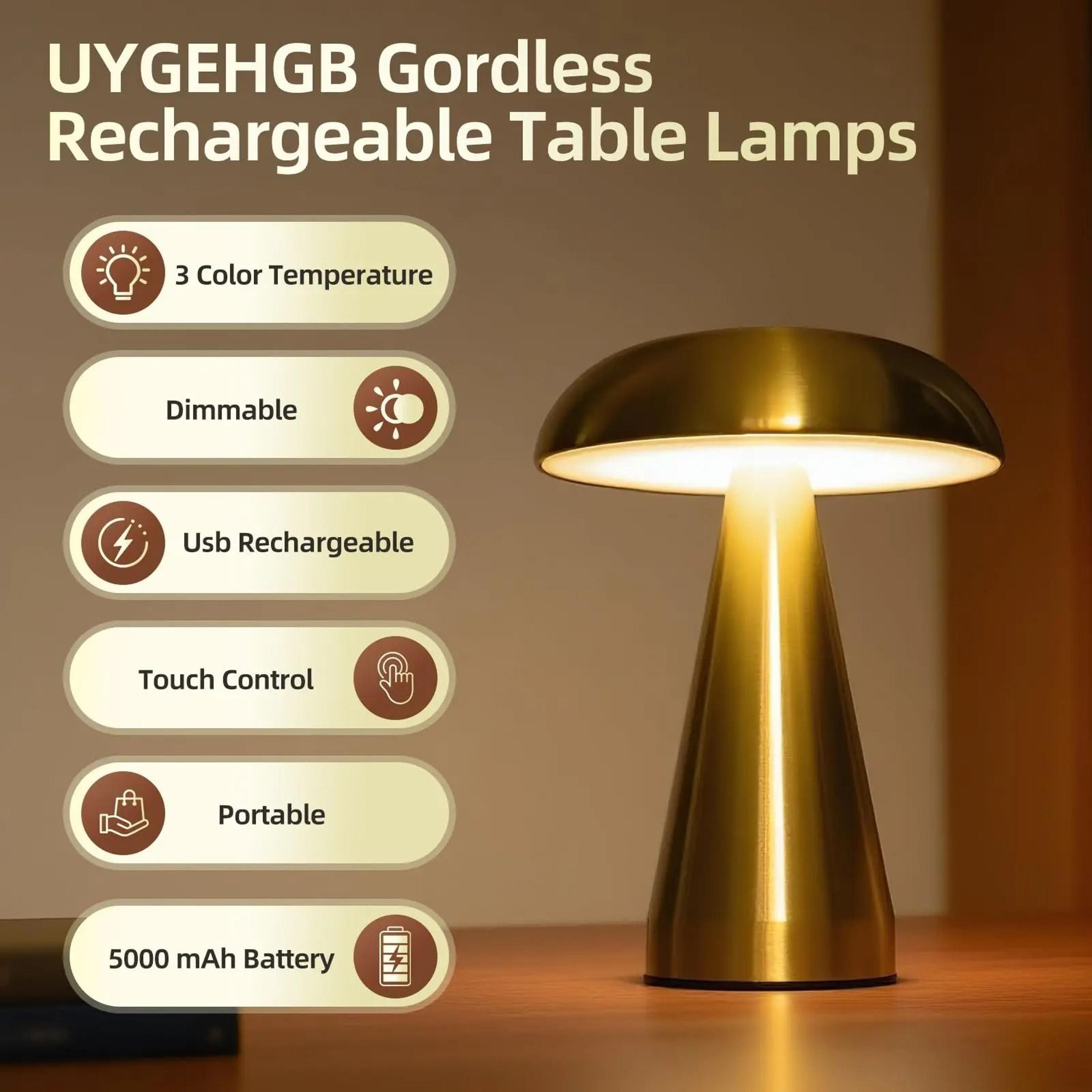 Retro Rechargeable Mushroom LED Table Lamp With Touch Sensor 0