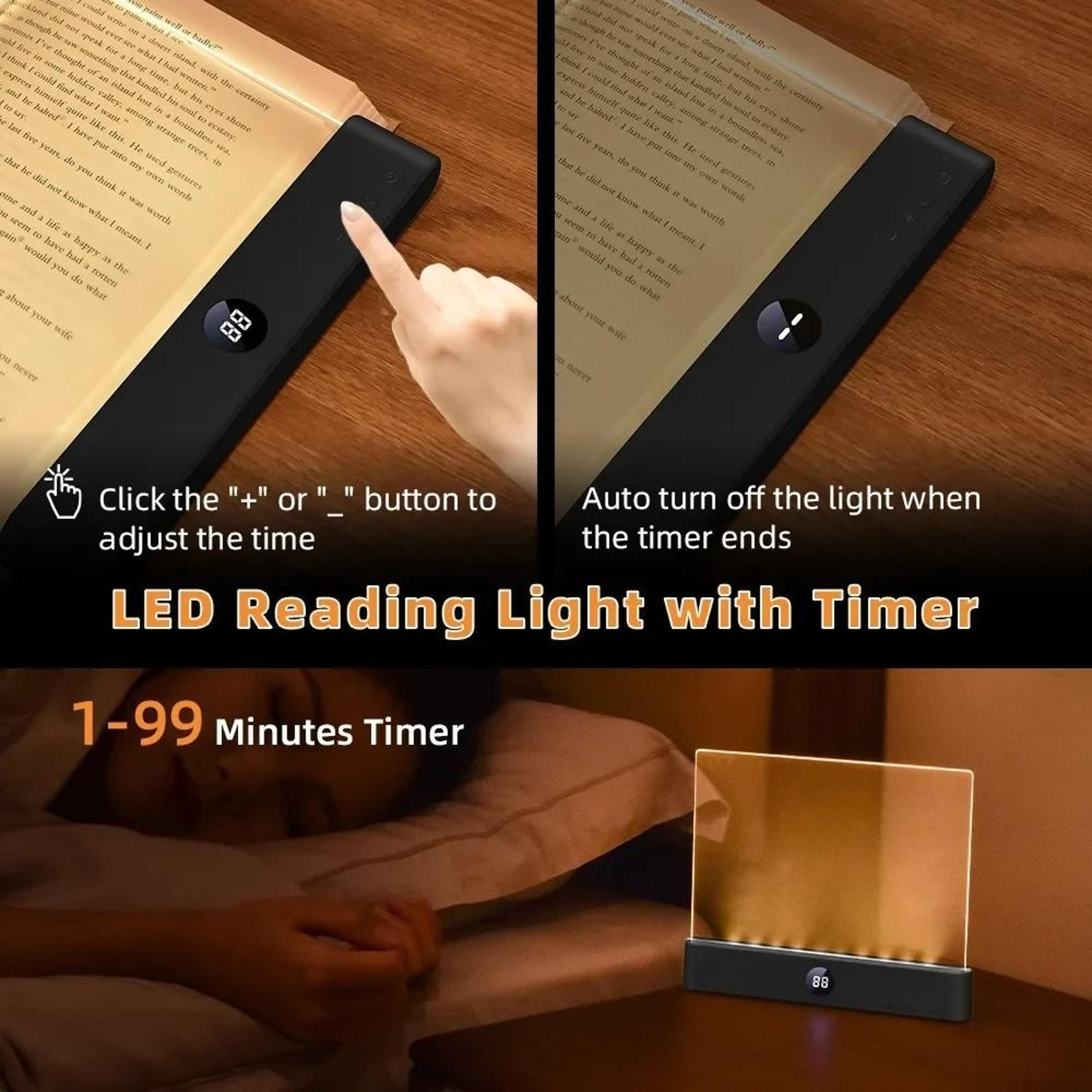 2in1 LED Flat Panel Book Light Rechargeable Night Vision Reading Lamp 2