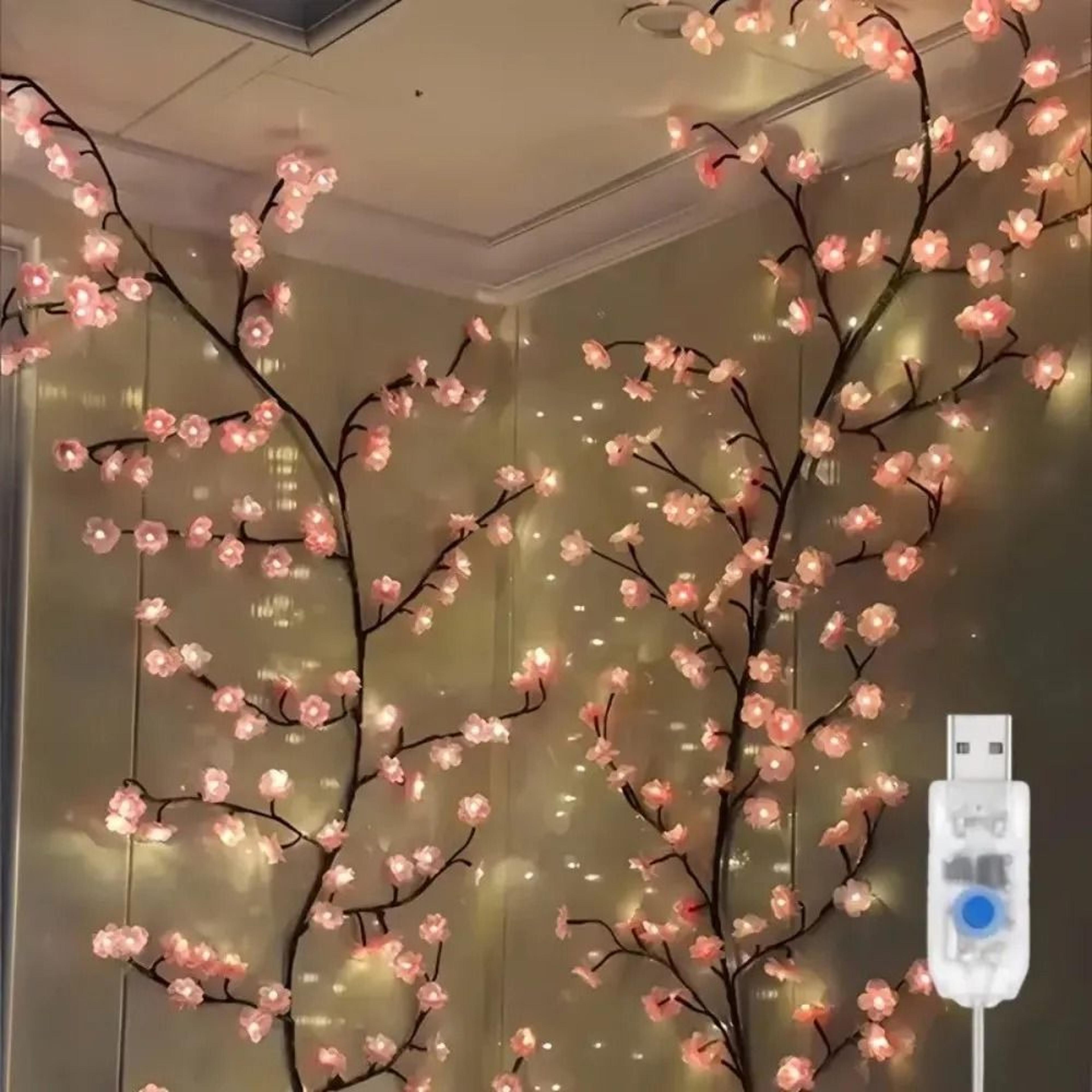 Dimmable USB Cherry Blossom Tree LED Light Artificial Flower Branch Table Lamp 0