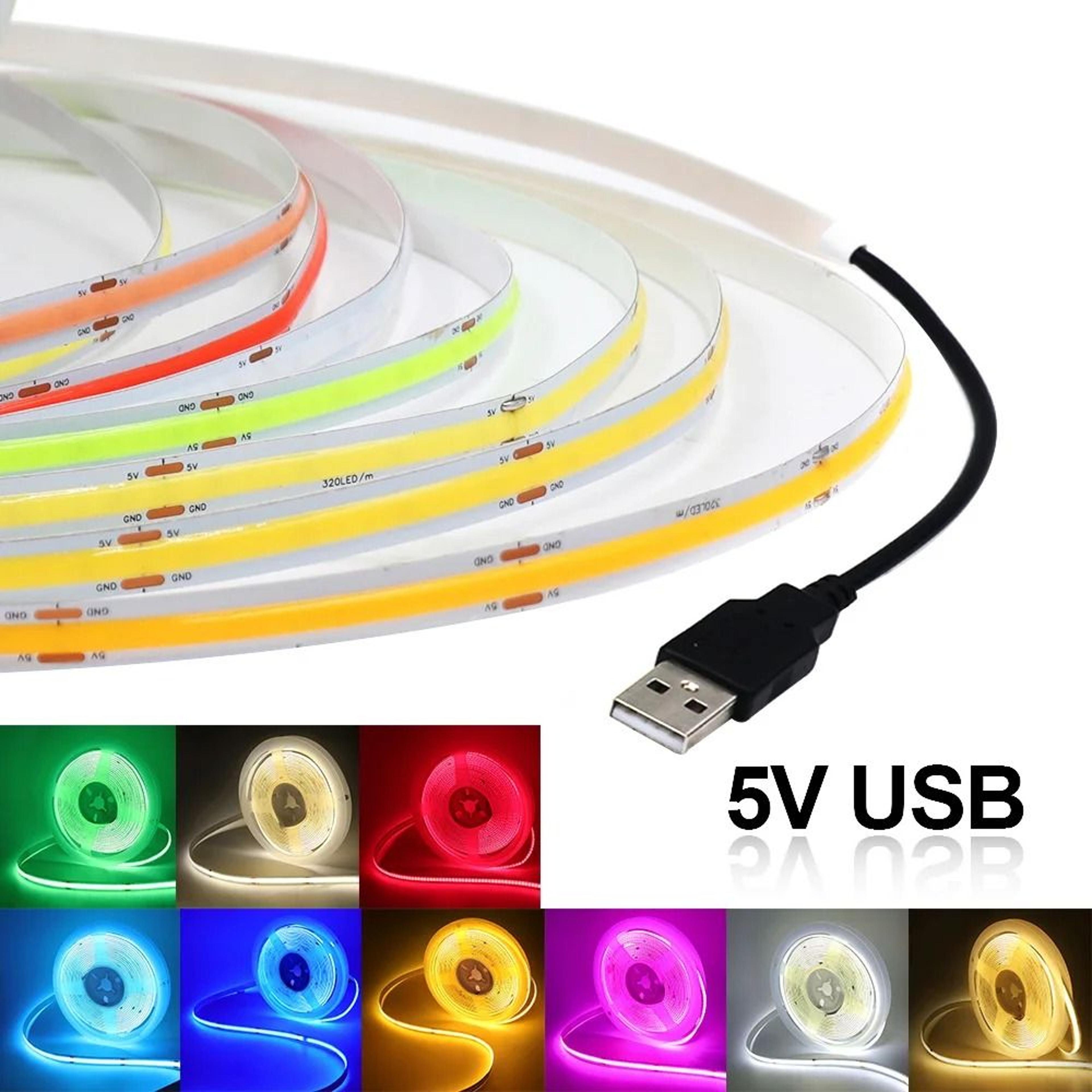 DC 5V USB COB LED Strip Light HighDensity 320 LEDsm Flexible Ribbon Tape 0