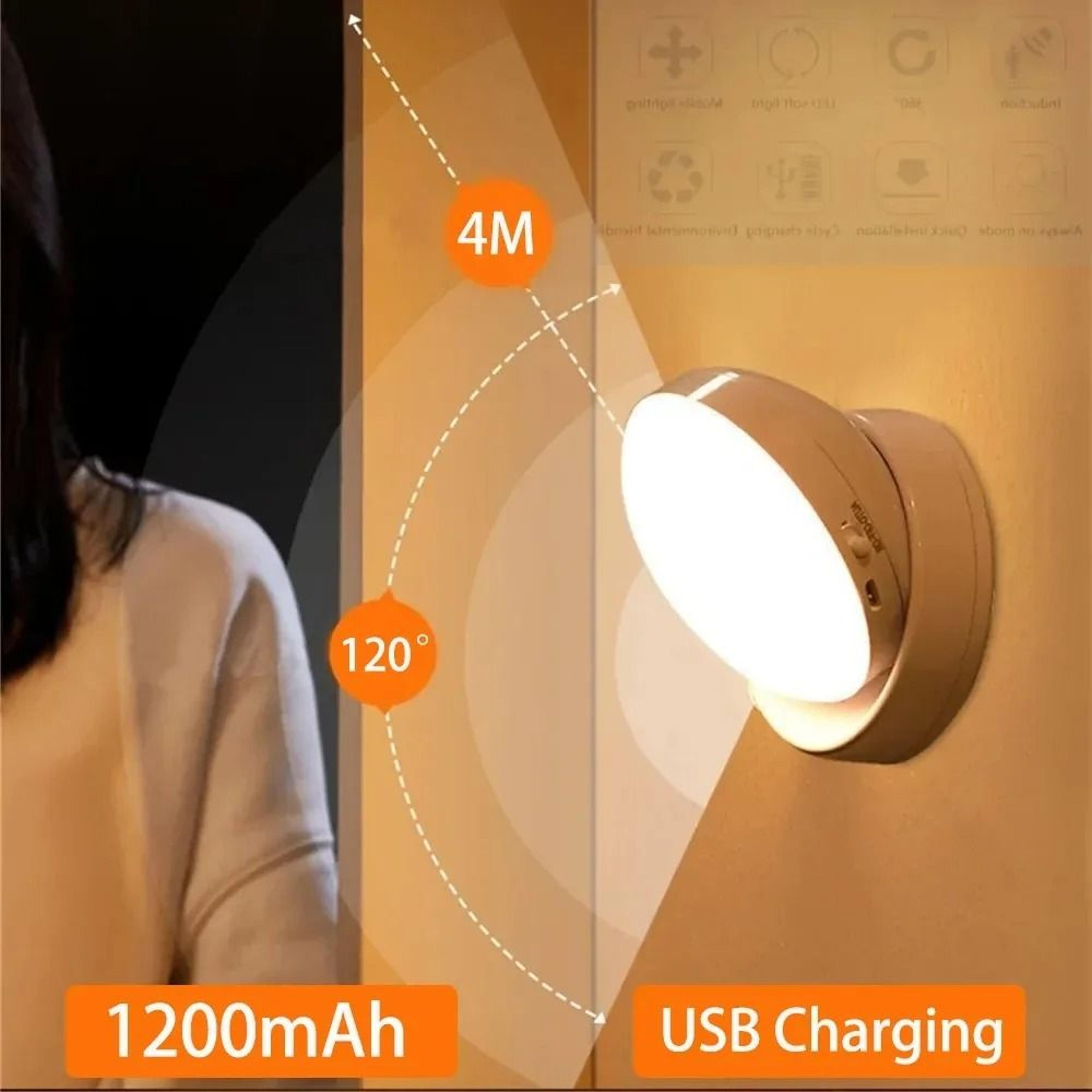 Wireless Round LED Motion Sensor Night Light USB Rechargeable EnergySaving Wall Lamp 0
