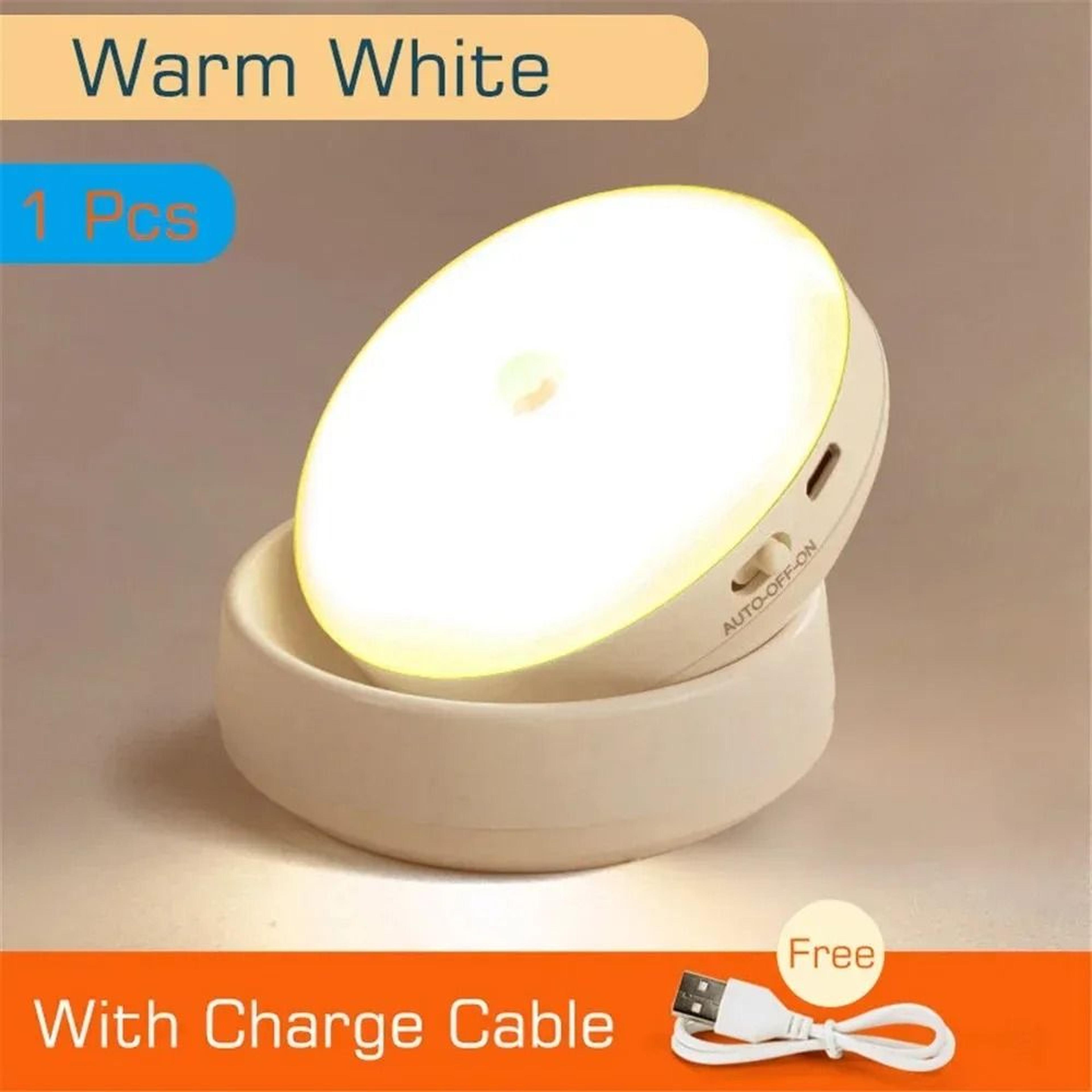 Wireless Round LED Motion Sensor Night Light USB Rechargeable EnergySaving Wall Lamp 7