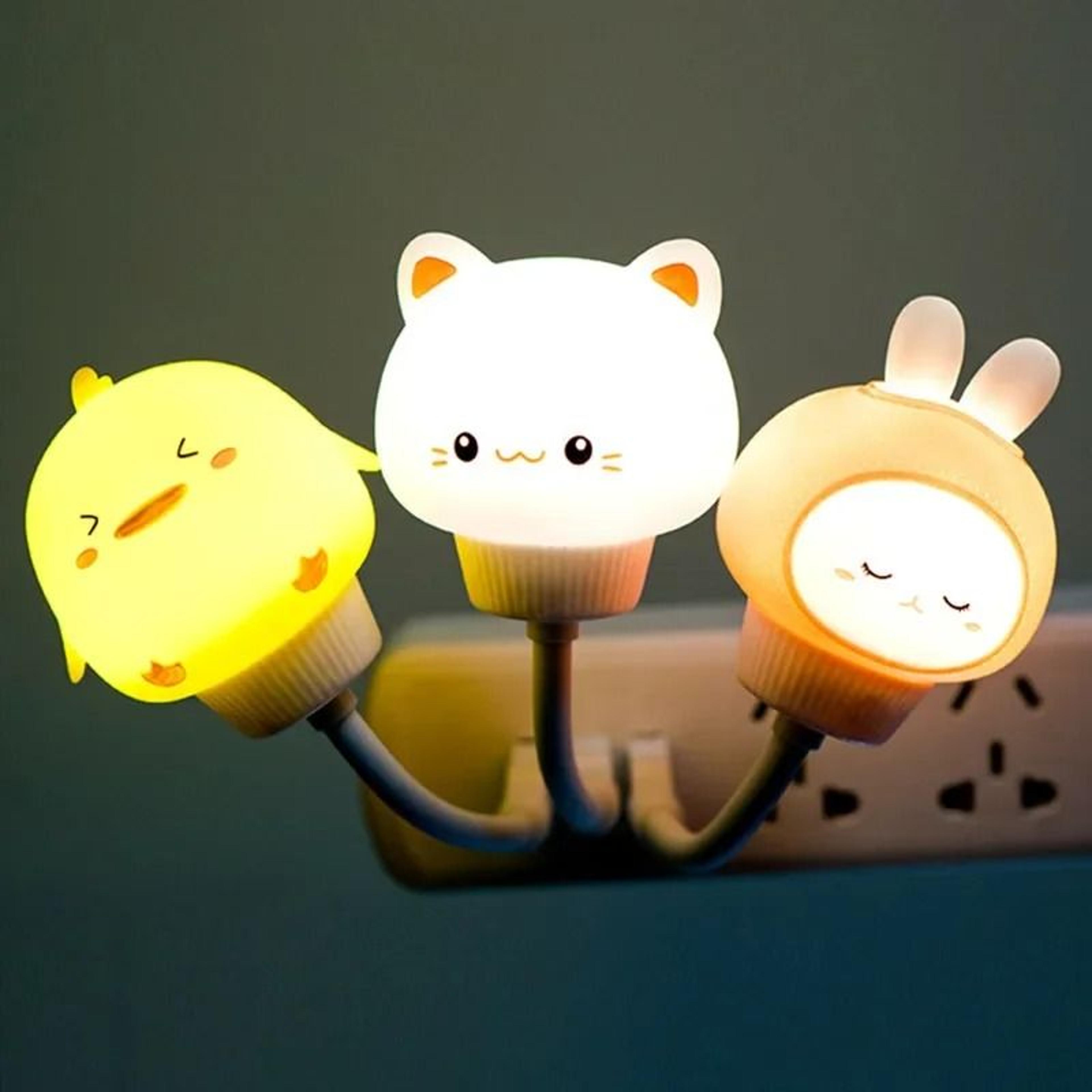 Cute Cartoon Animal USB LED Night Light Bear Chick  Kitten Baby Nursery Lamp 3
