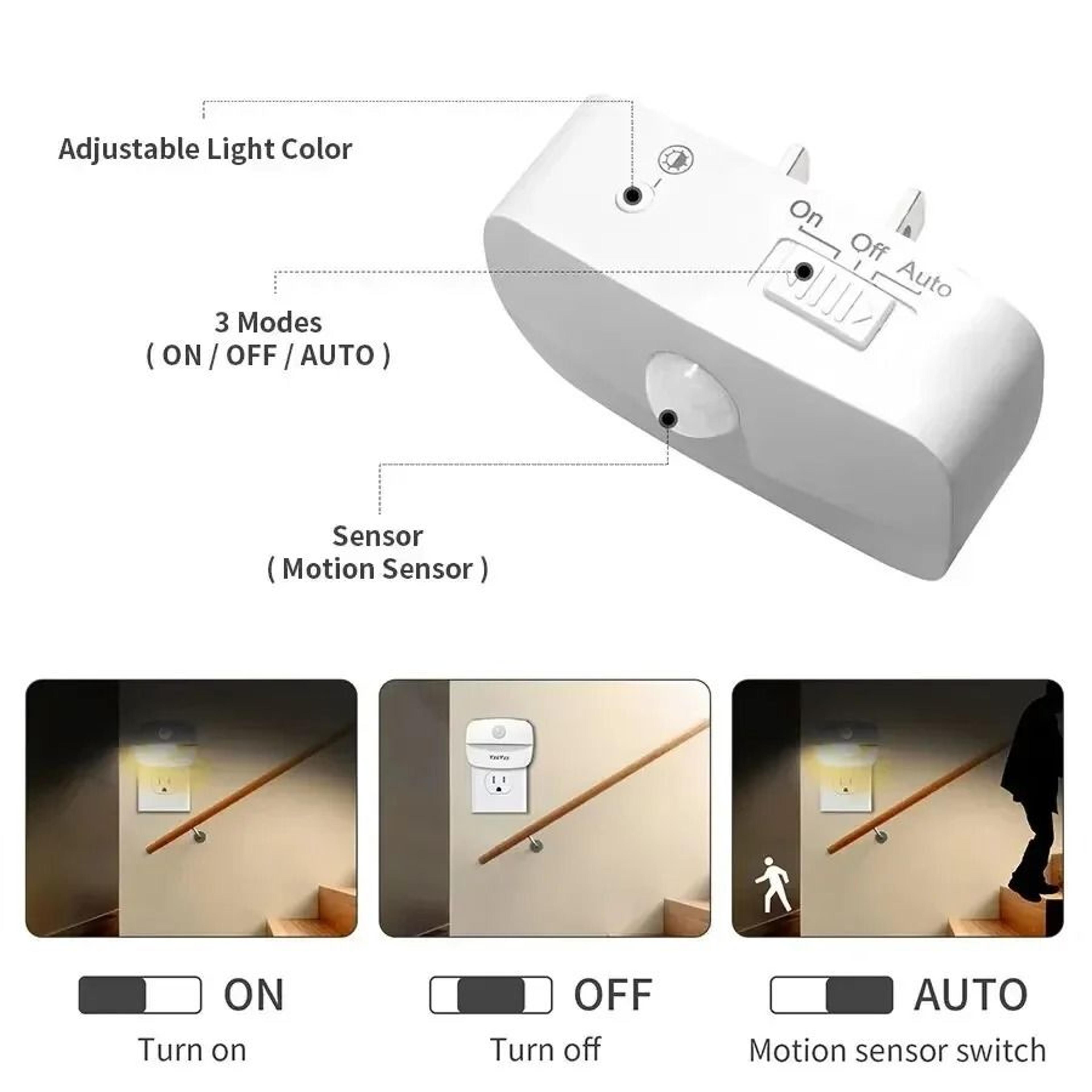 PlugIn Motion Sensor LED Night Light Auto OnOff Safety Wall Lamp For Bedroom  Hallway 3