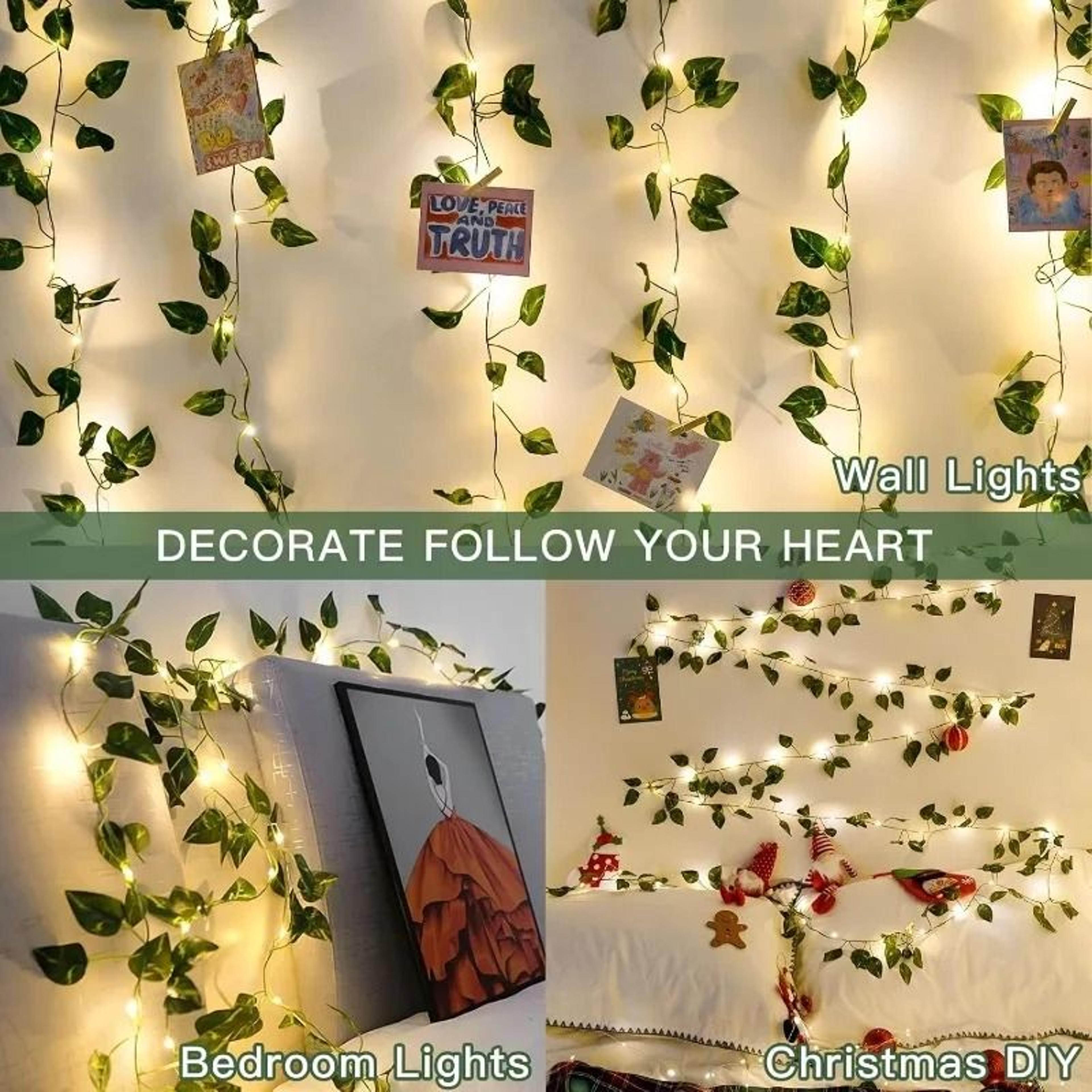 Solar Powered Artificial Ivy Leaf String Lights Waterproof Outdoor Garden Garland Fairy Lights 1