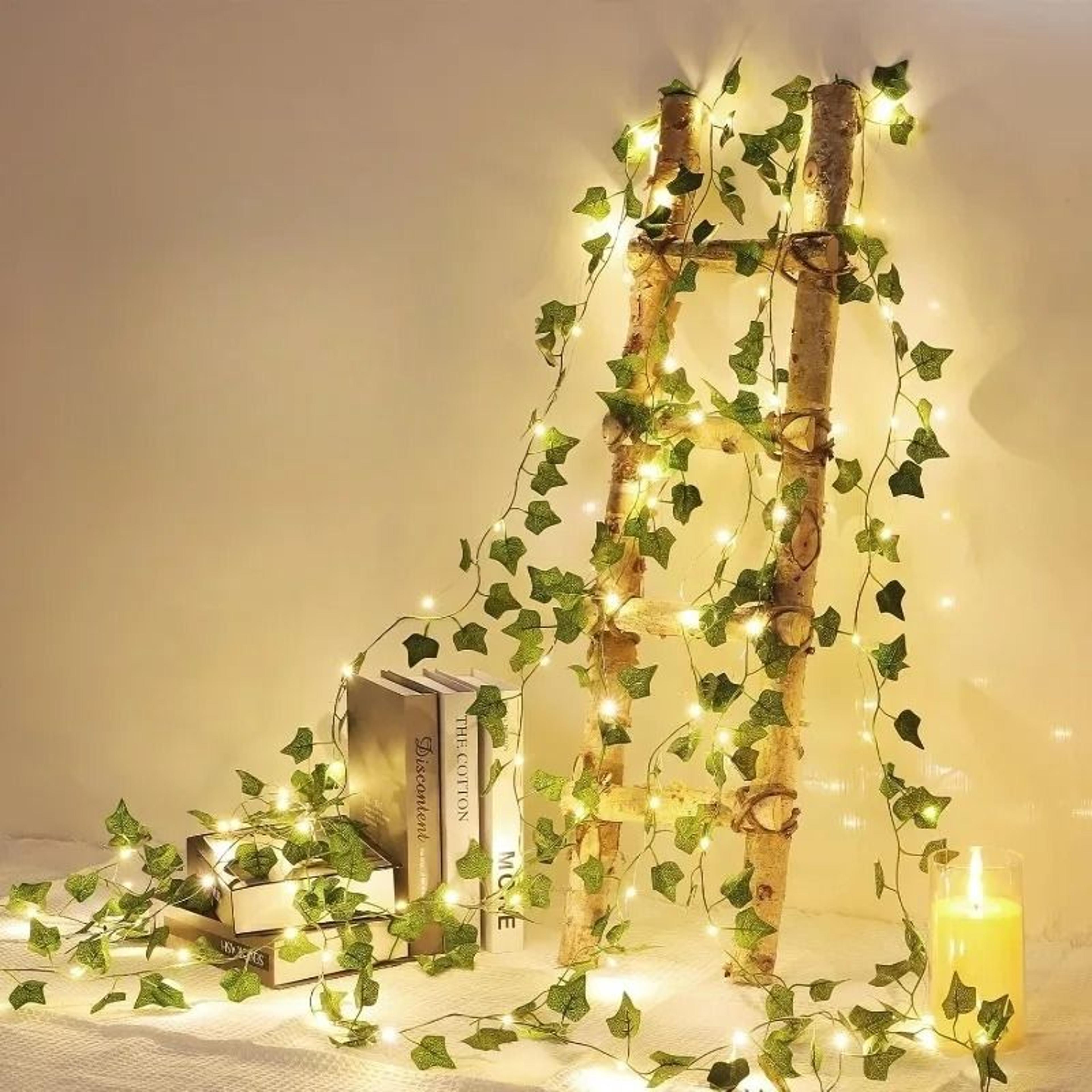 Solar Powered Artificial Ivy Leaf String Lights Waterproof Outdoor Garden Garland Fairy Lights 2