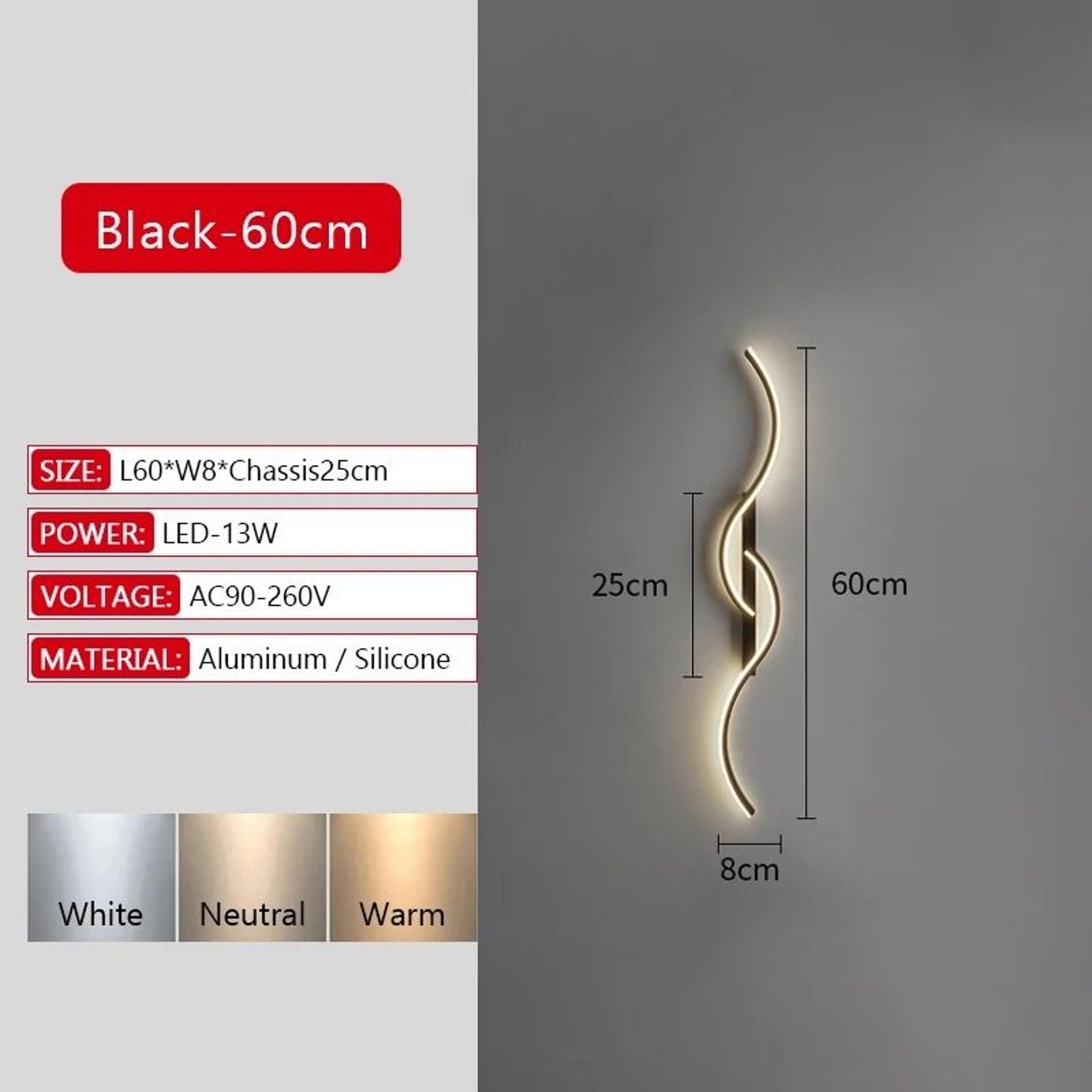Modern Long Strip LED Wall Lamp Remote Control Dimmable Bedroom  TV Background Sconce 16
