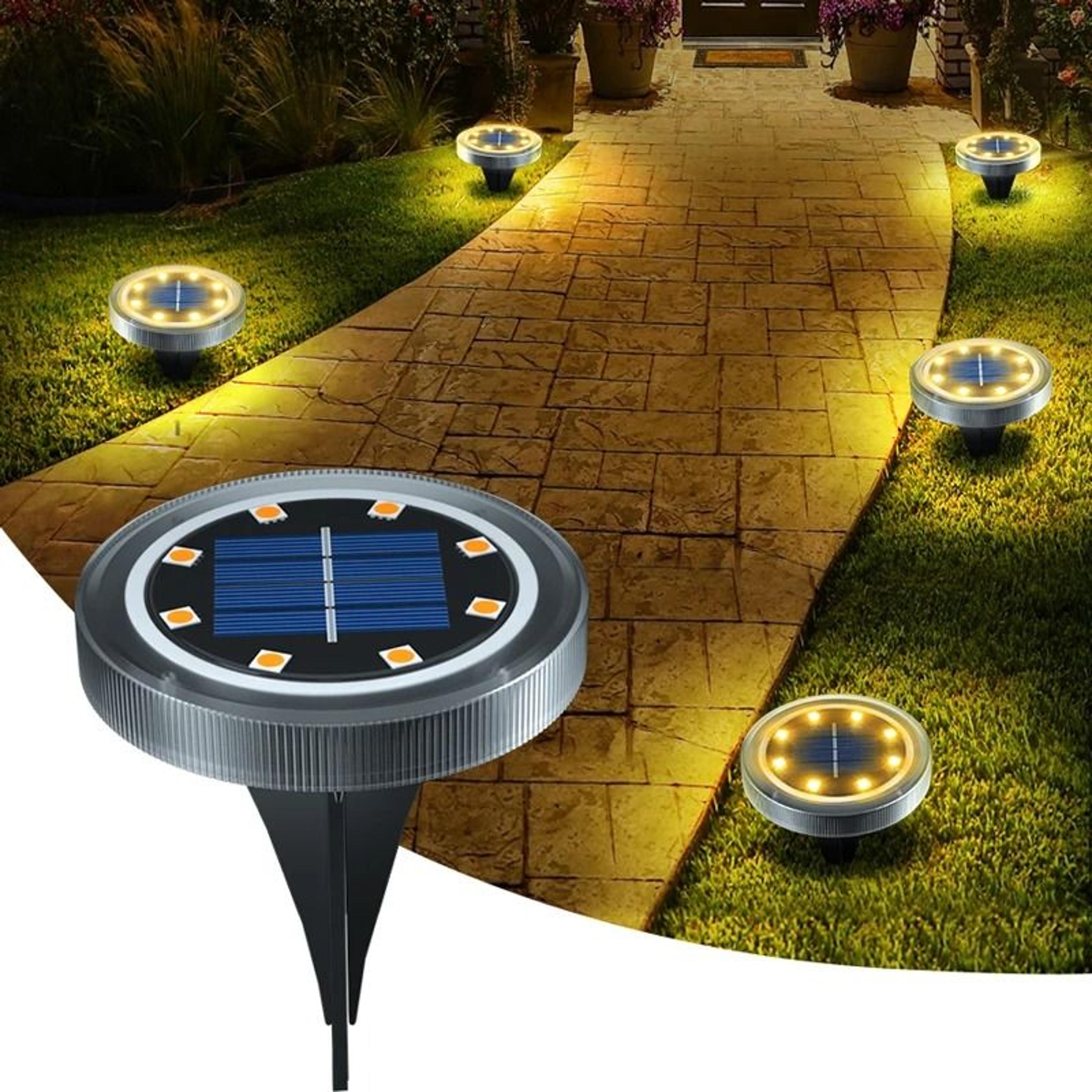 Solar Powered Outdoor Ground Disk Lights IP65 Waterproof NonSlip Path  Lawn Lamps 0