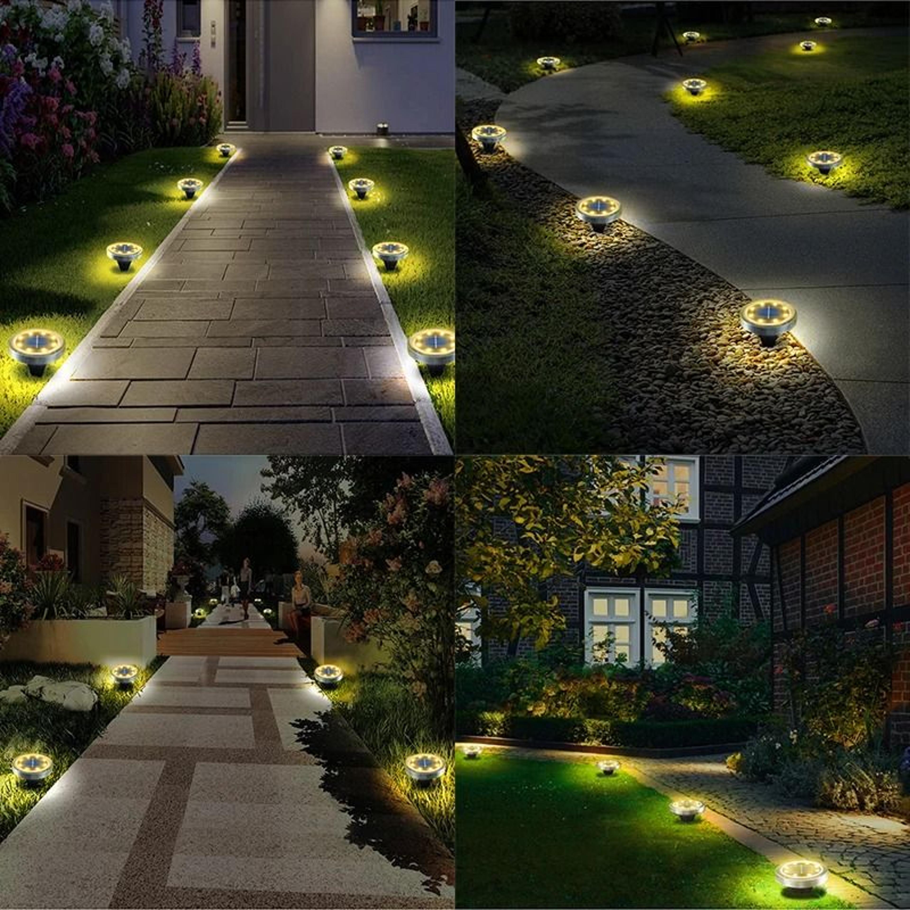 Solar Powered Outdoor Ground Disk Lights IP65 Waterproof NonSlip Path  Lawn Lamps 5