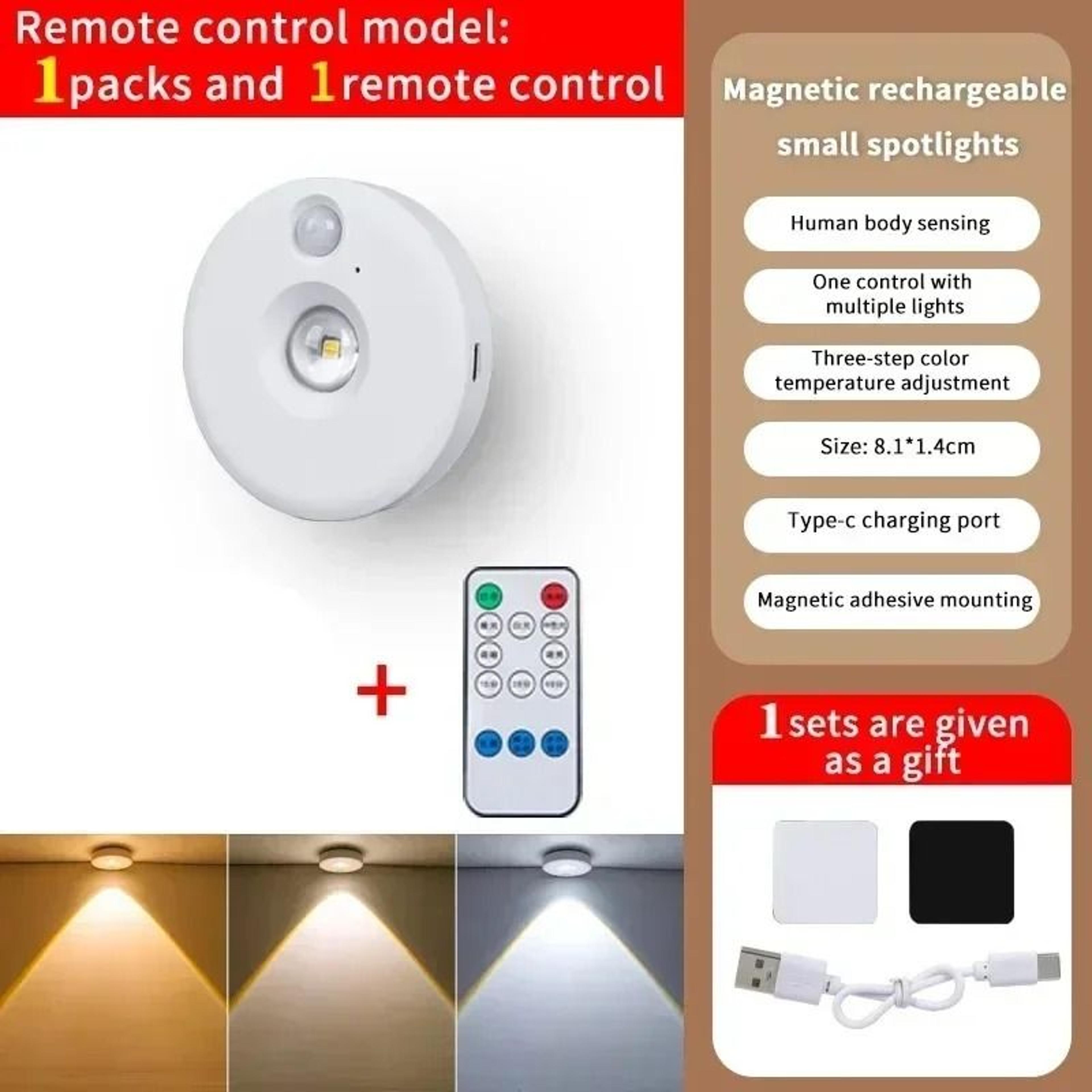 Wireless Wireless LED Under Cabinet Puck Lights With Remote Control 3 Colors  Dimmable Wardrobe Lam 6