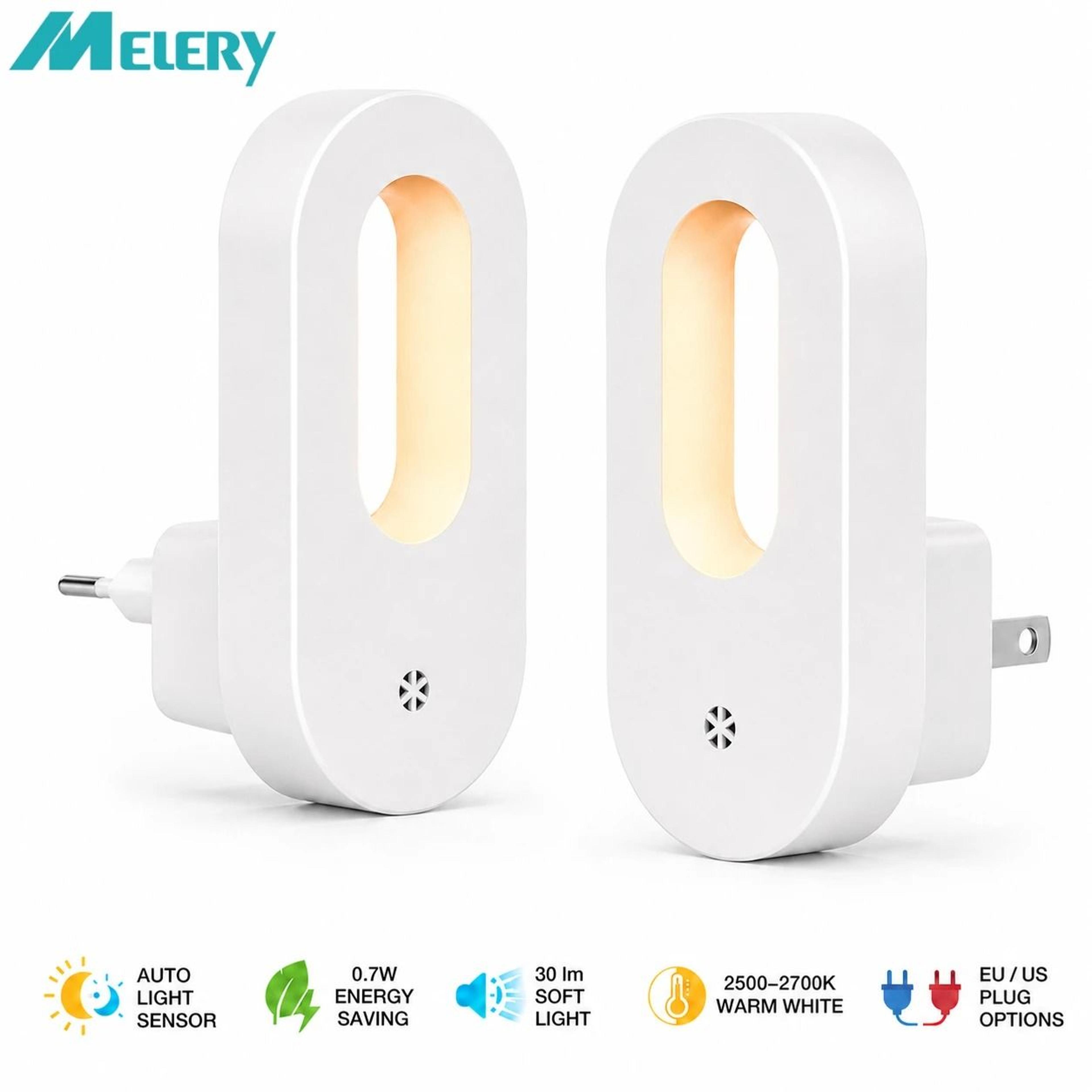 Melery Intelligent LED Plugin Motion  Light Sensor Night Light EUUS Plug Emergency Wall Lamp 0