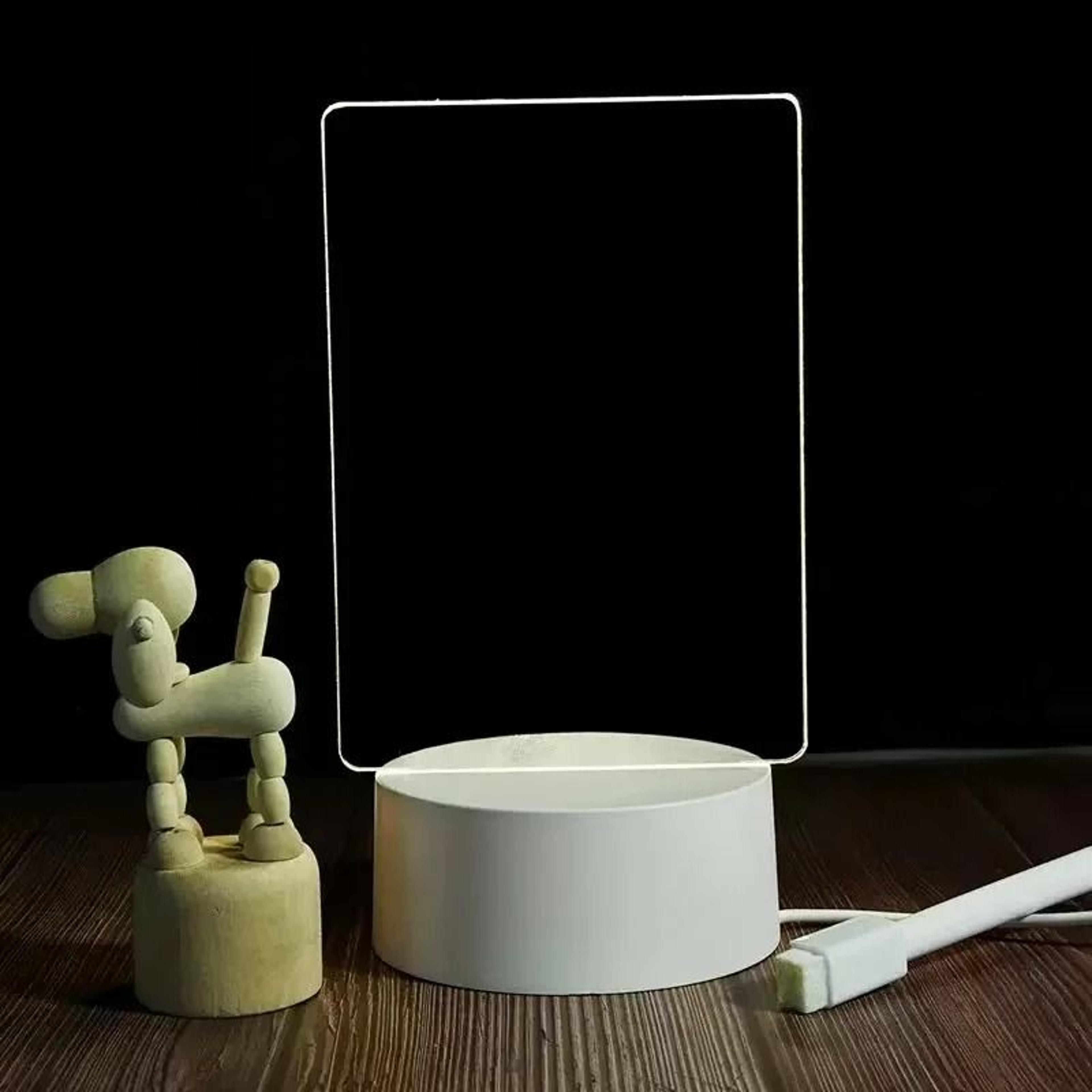 Creative USB Transparent Luminous Acrylic Note Lamp Desktop Message Board With Pen  Warm Glow Base 0