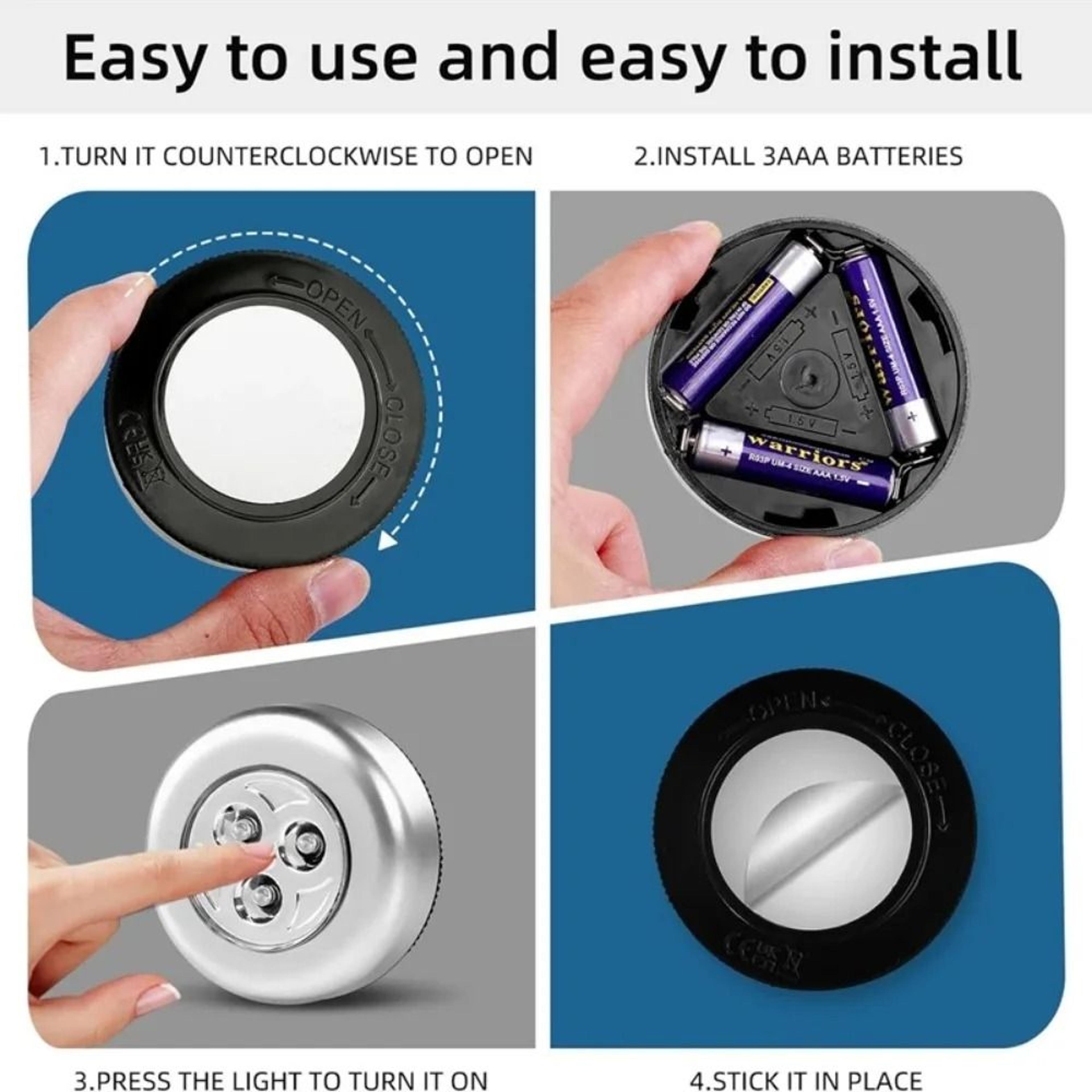 Touch Control Battery Powered LED Puck Night Light For Cabinets  Bedroom 3