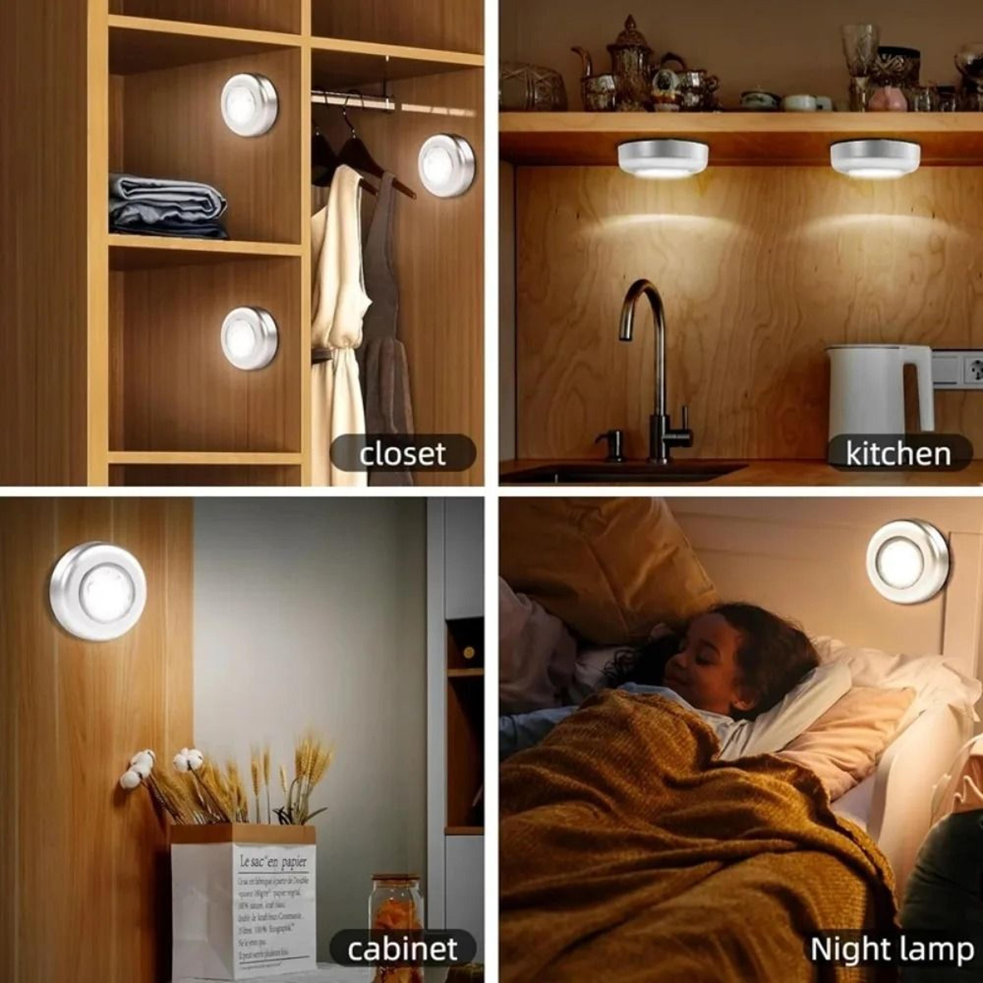 Touch Control Battery Powered LED Puck Night Light For Cabinets  Bedroom 2