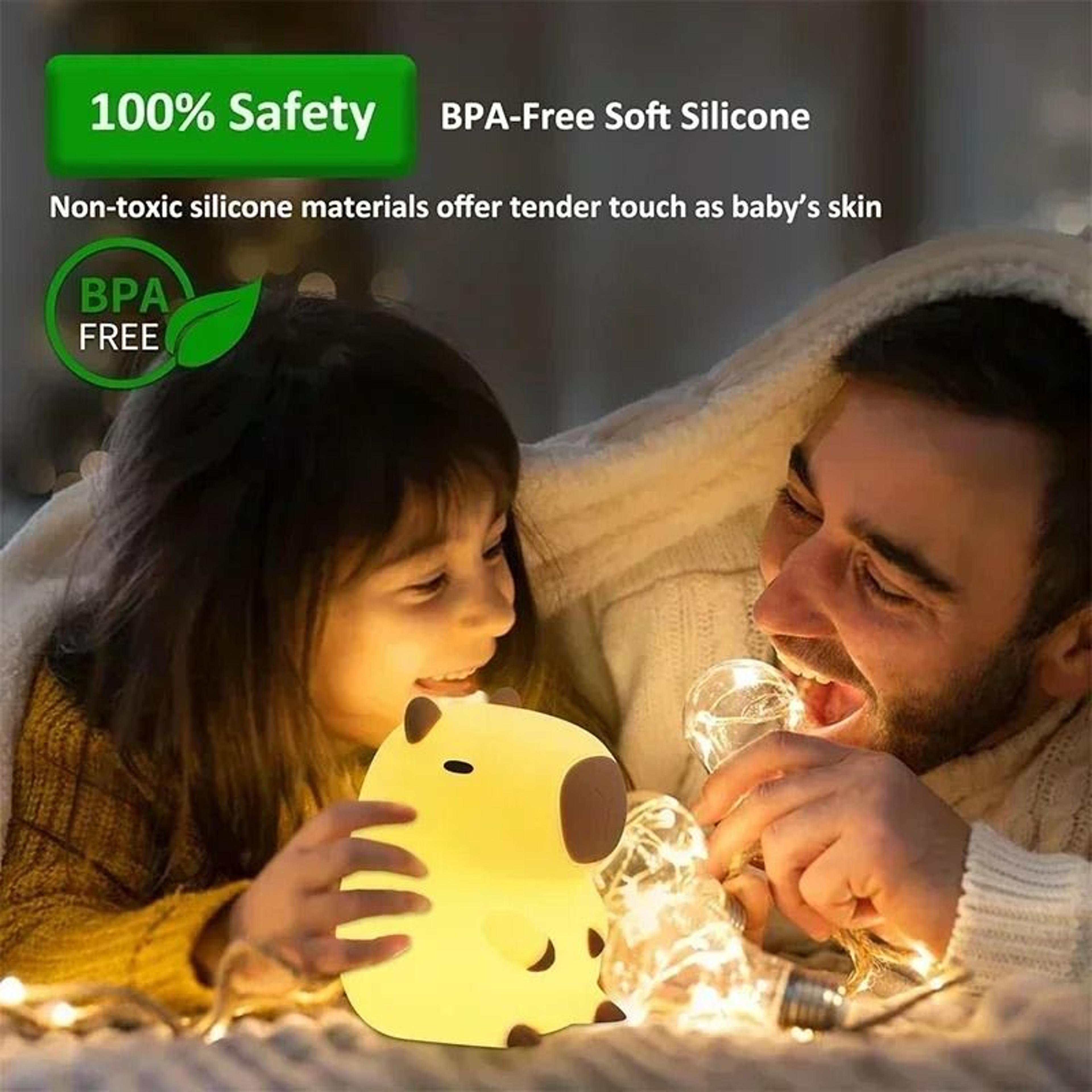 Cute Capybara Silicone LED Night Light With Touch Sensor For Bedroom  Nursery 1