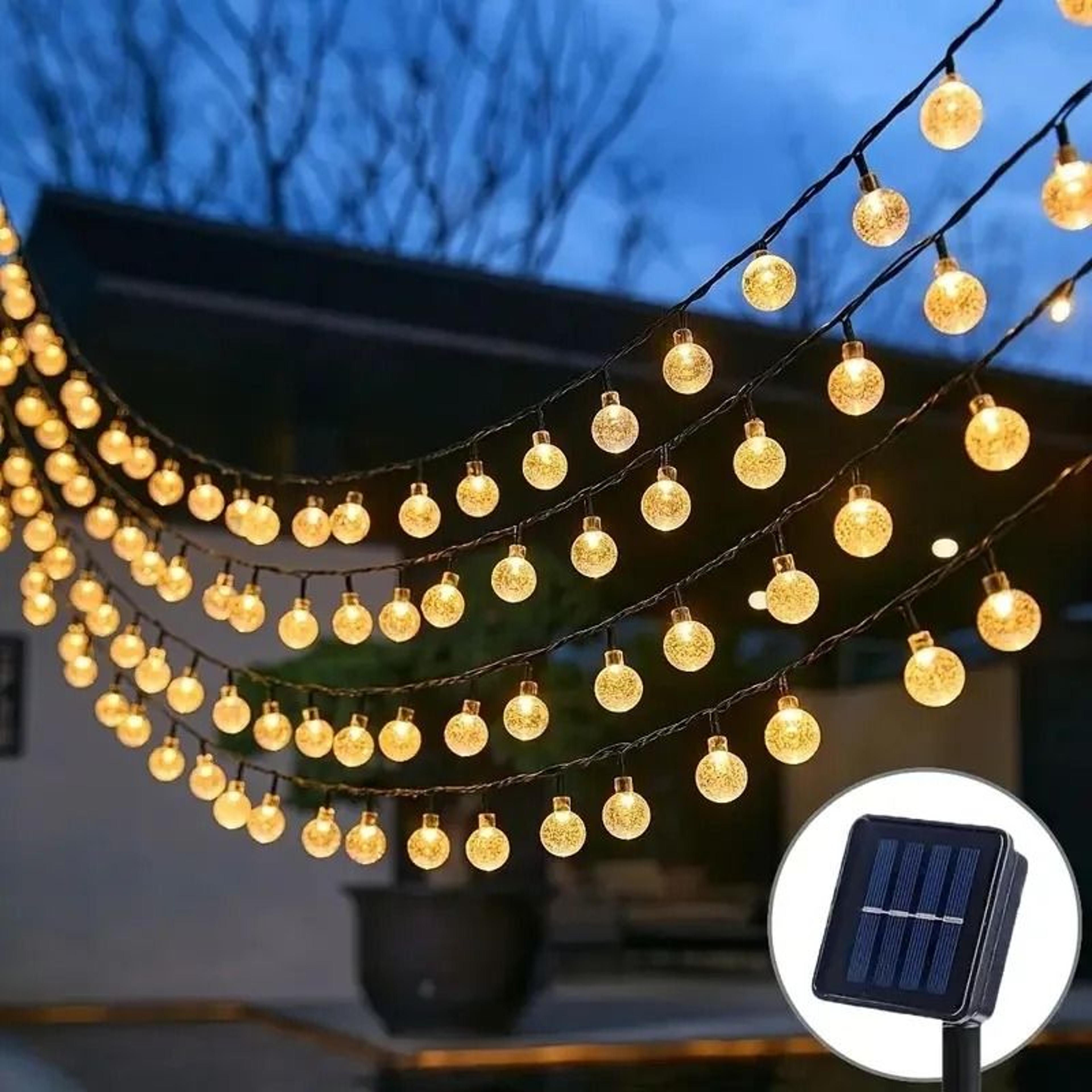 Solar Crystal Bubble Ball String Lights 200 LEDs With 8 Lighting Modes 0