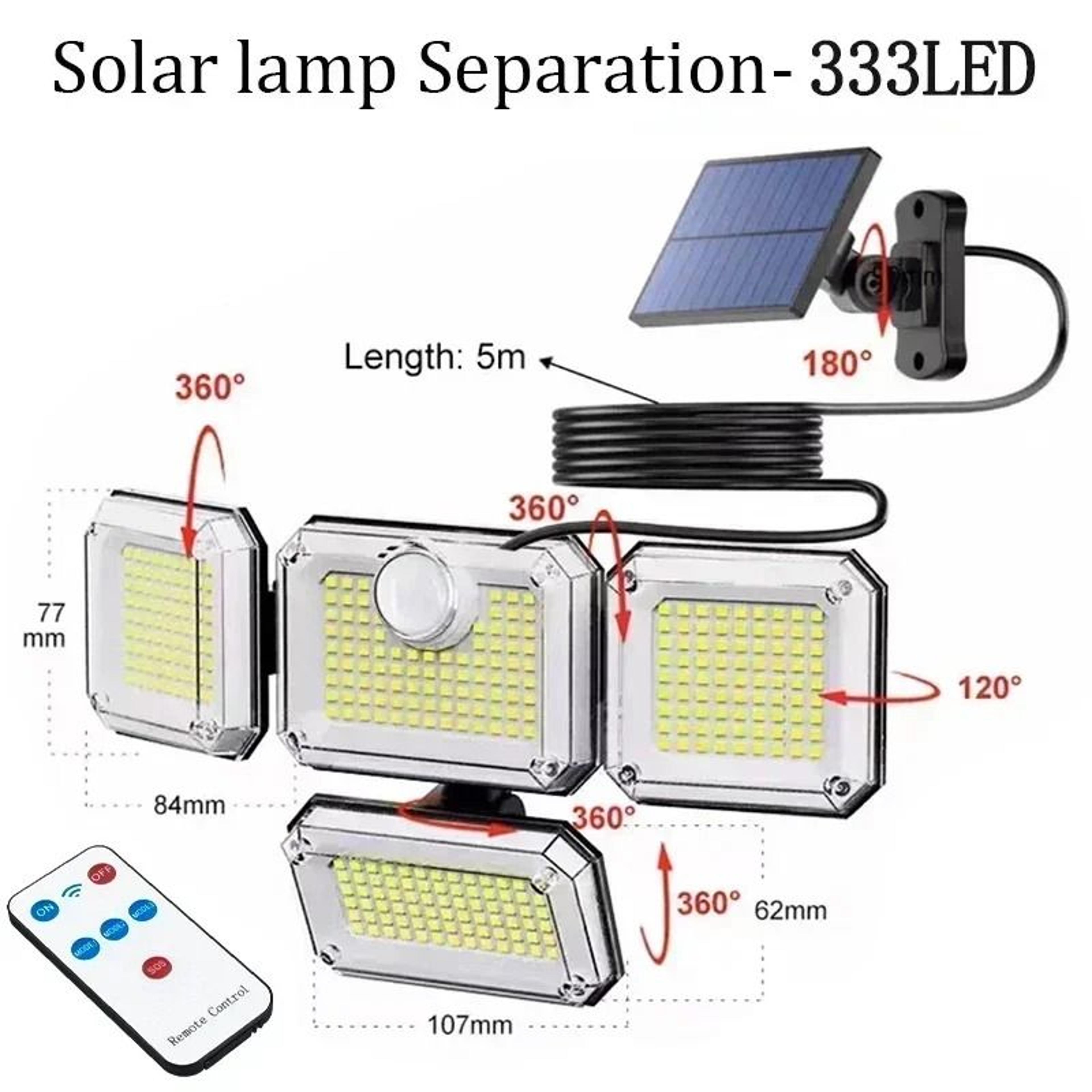 MultiHead Outdoor Solar Motion Sensor Security Wall Lamp IP65 Waterproof 13