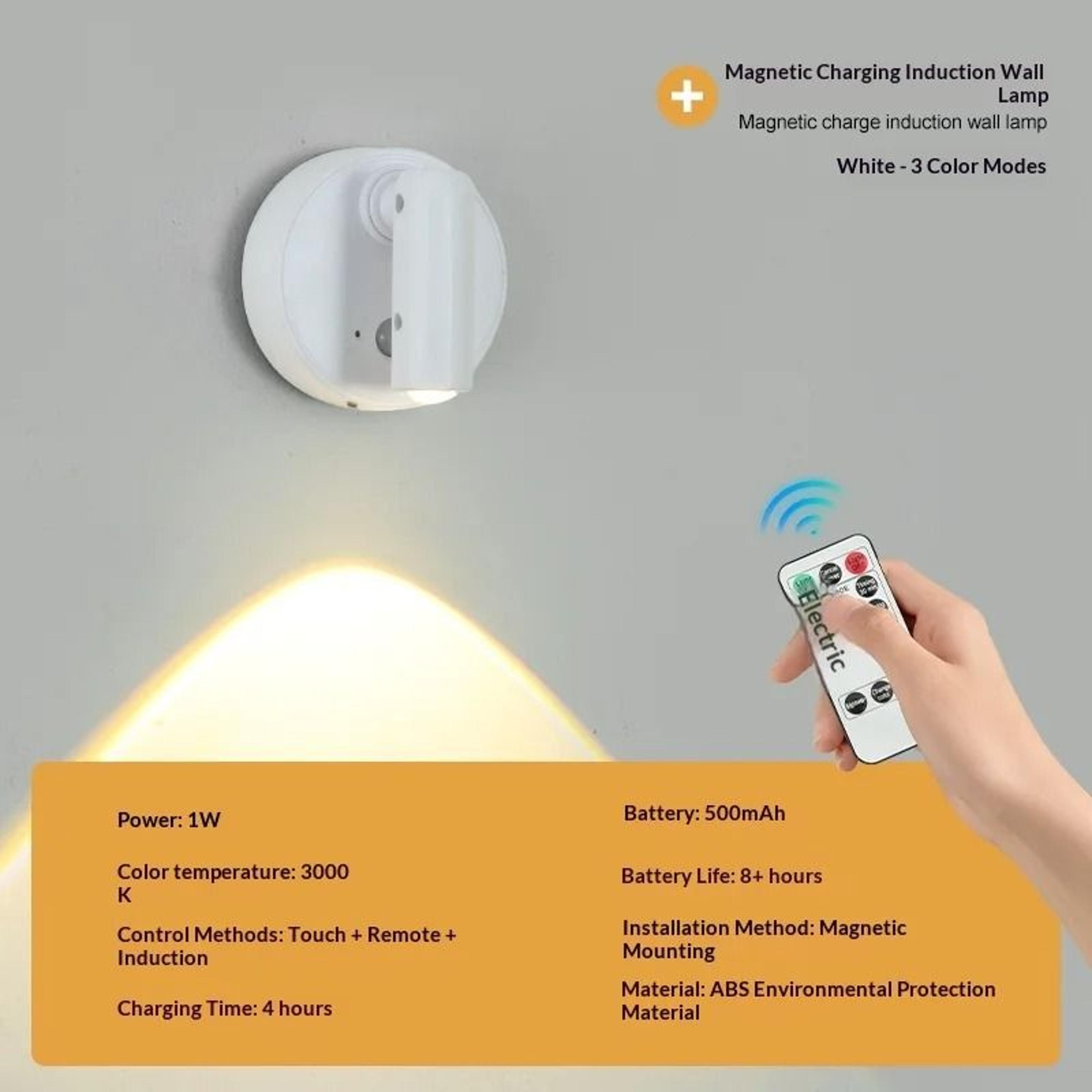 USB Rechargeable Wireless LED Wall Spotlight Magnetic TouchDimmable Reading Lamp 9