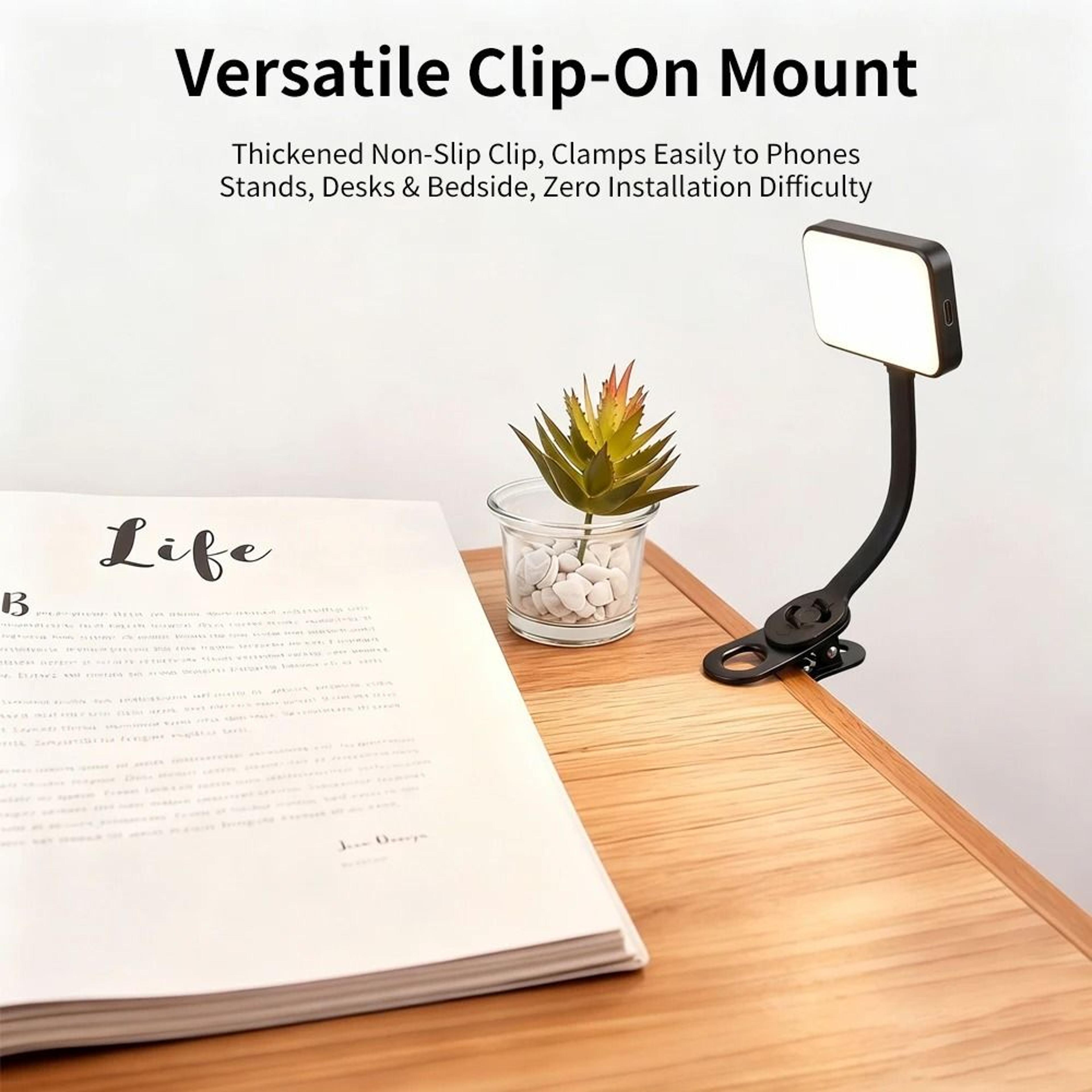 EyeCaring ClipOn LED Book Light USB Rechargeable  Dimmable Flexible Reading Lamp 2