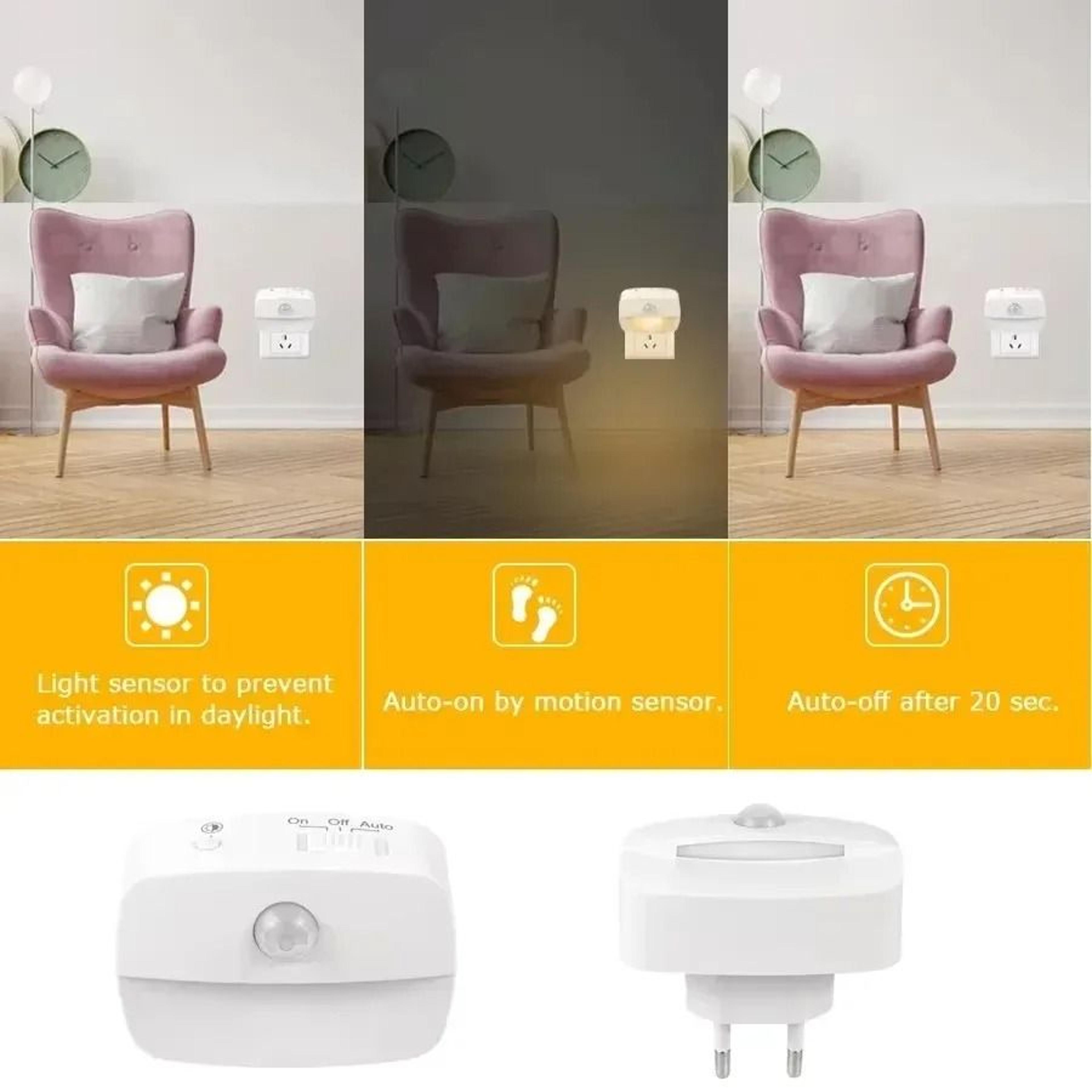 Direct PlugIn LED Motion Sensor Wall Light US  EU PlugIn Night Lamp 2