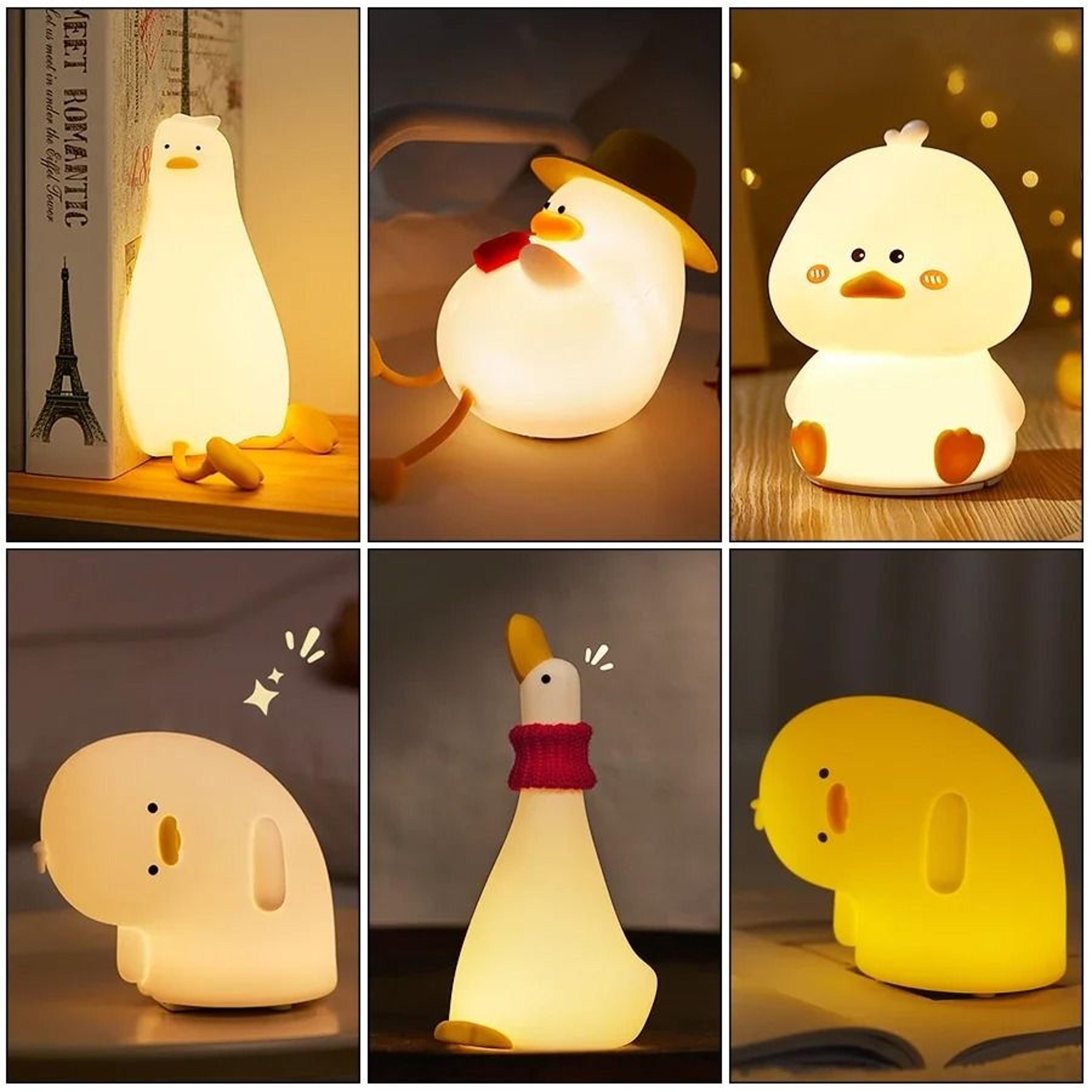 Cute Duck Silicone TouchControl LED Nursery Night Light USB Rechargeable 0
