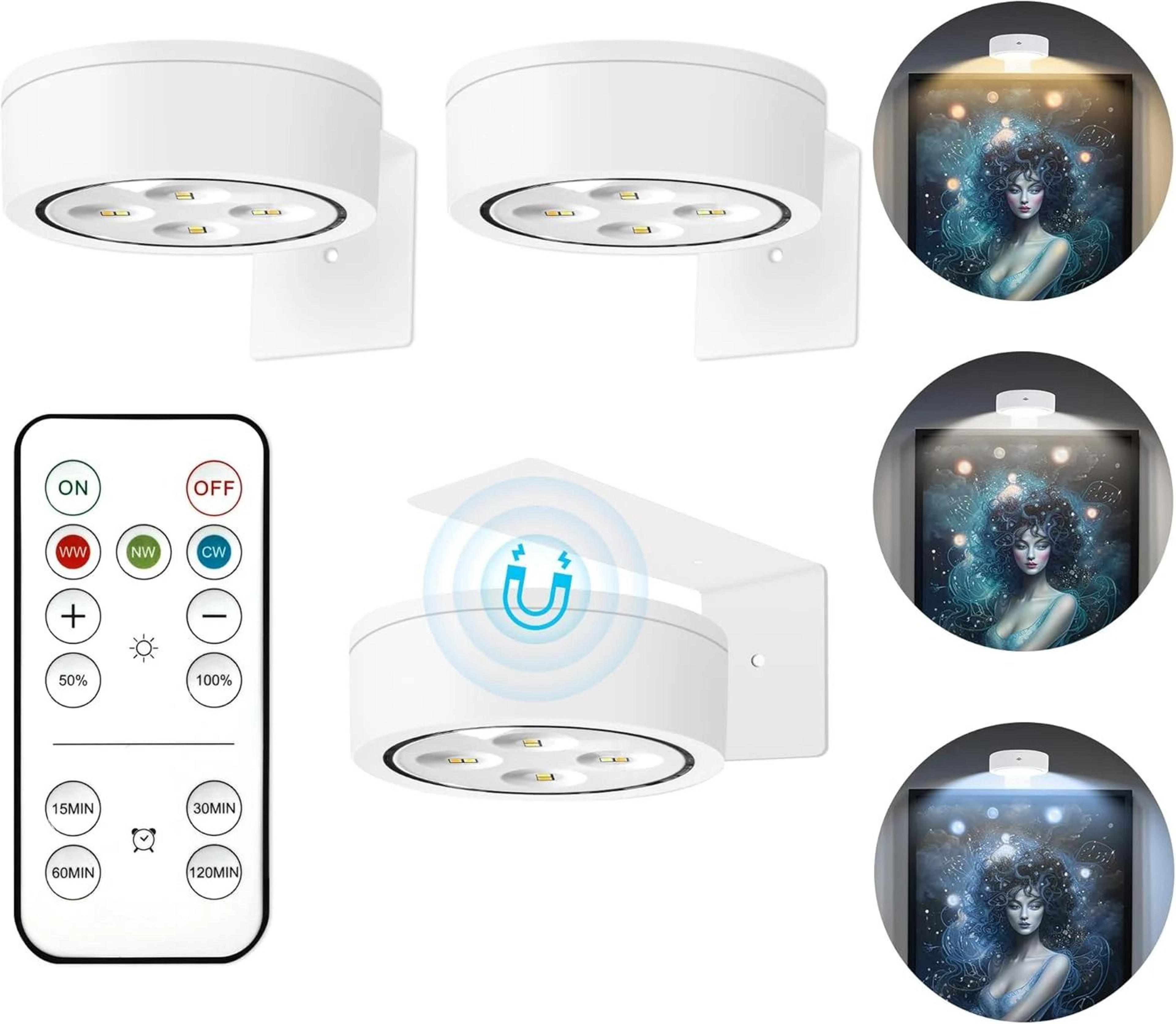 3-pack battery-operated magnetic led picture & art display lights with remote