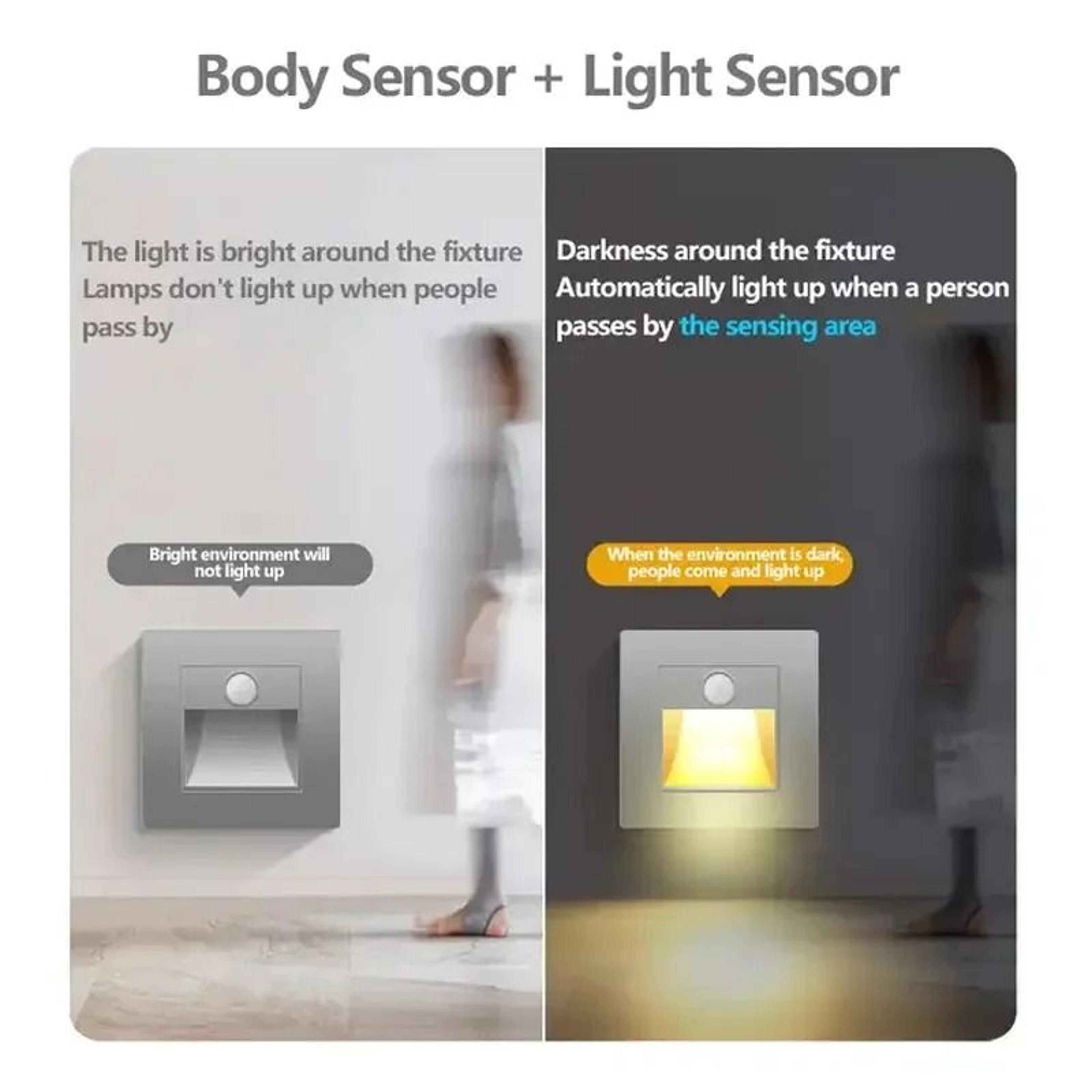 Recessed LED Staircase  Wall Night Light With PIR Motion  DayNight Sensor AC 110V220V 3