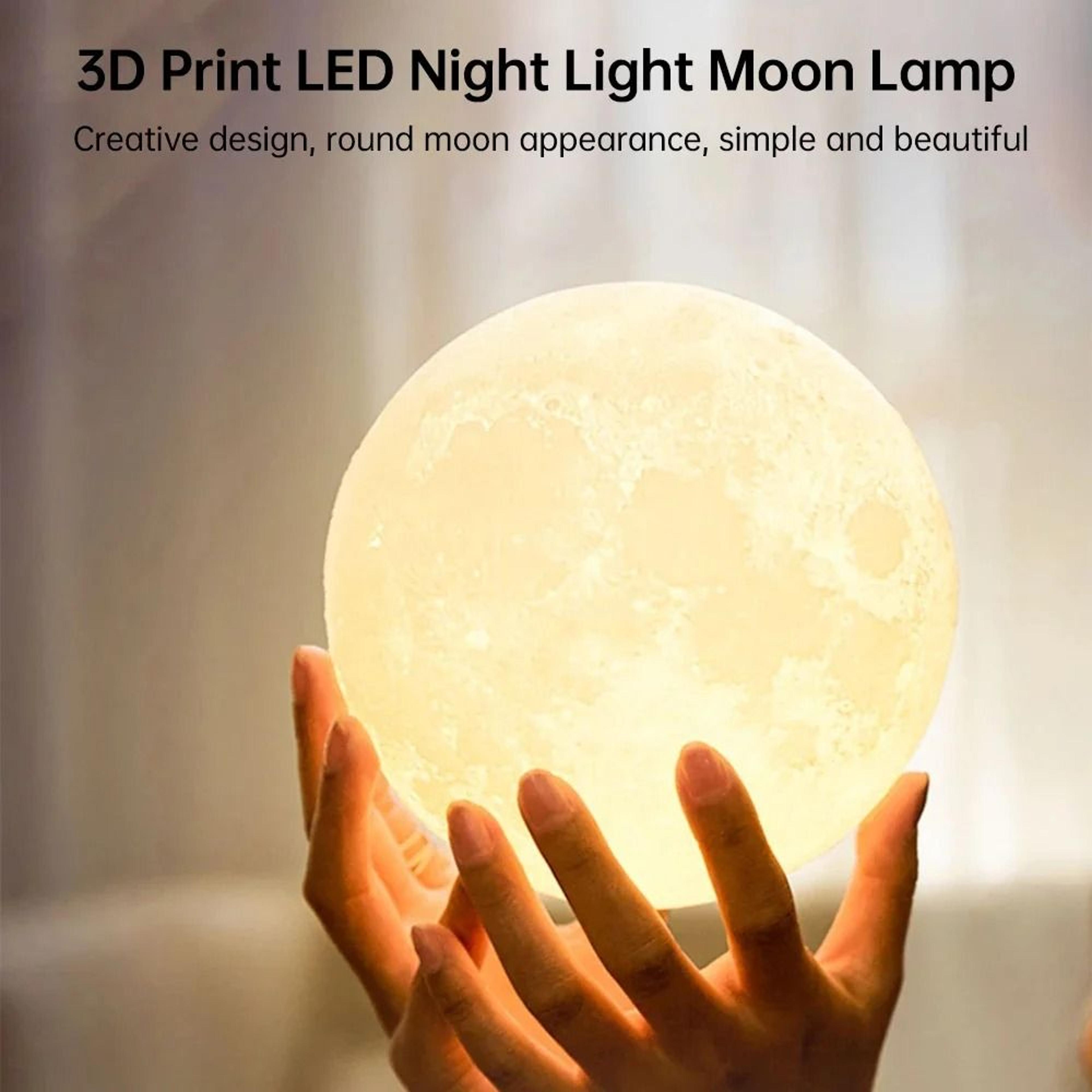 3D Printed Moon Globe LED Night Light  Bedside Desk Lamp Warm Ambient Home Decor 2