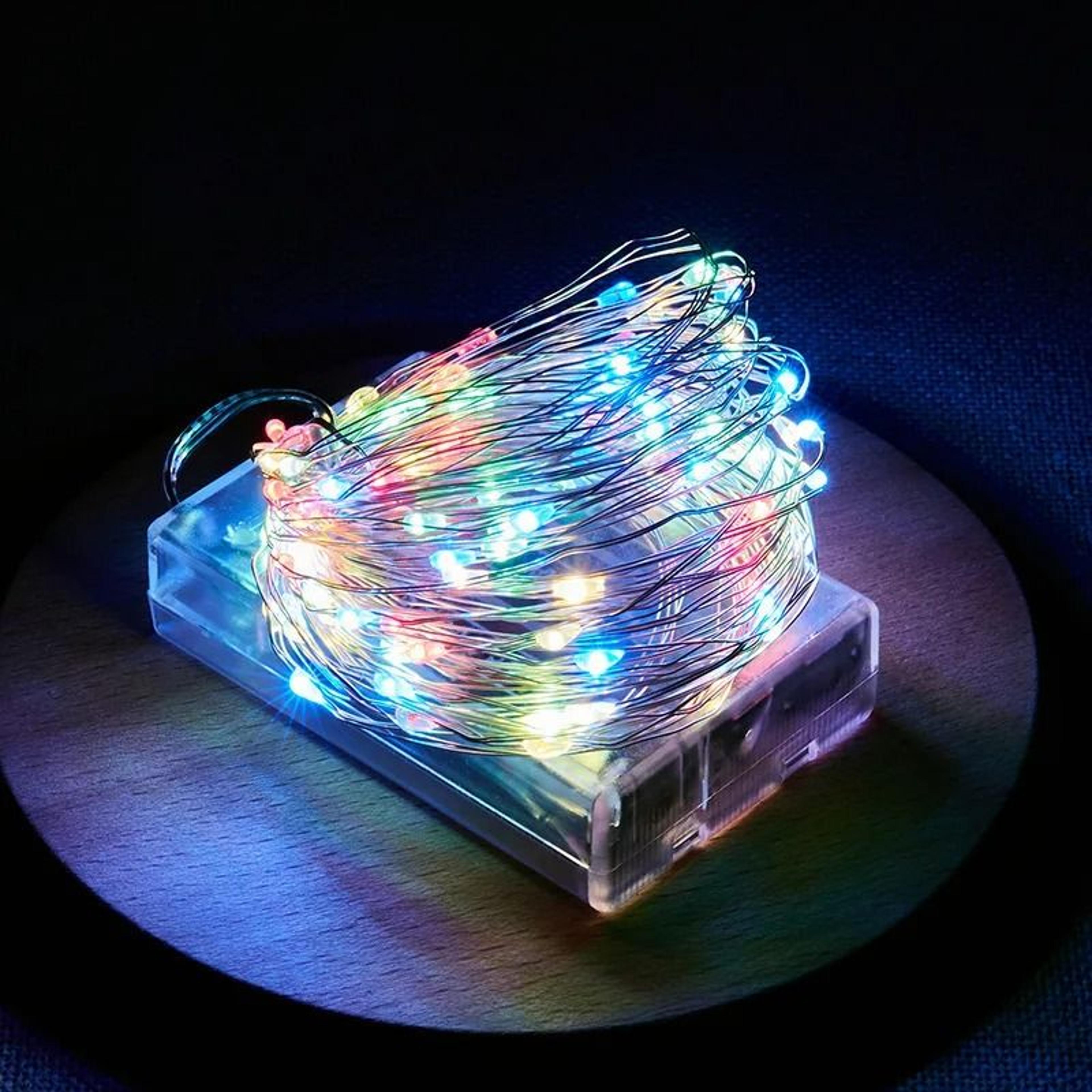 MultiLED BatteryOperated Copper Wire Fairy Lights Decorative Christmas  Wedding Garland 8