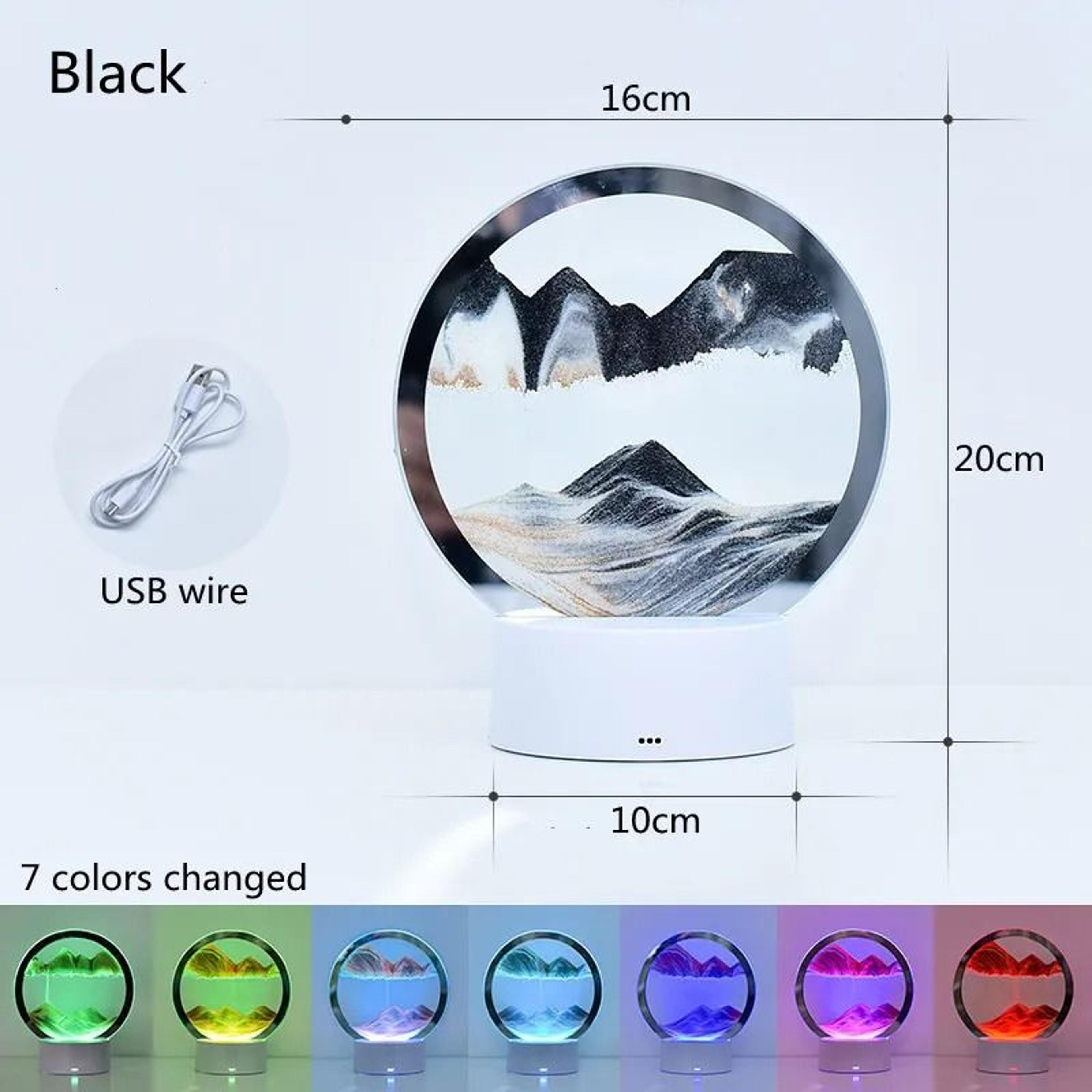 3D Moving Sand Art LED Night Light Flowing Sandscape Hourglass Table Lamp 7