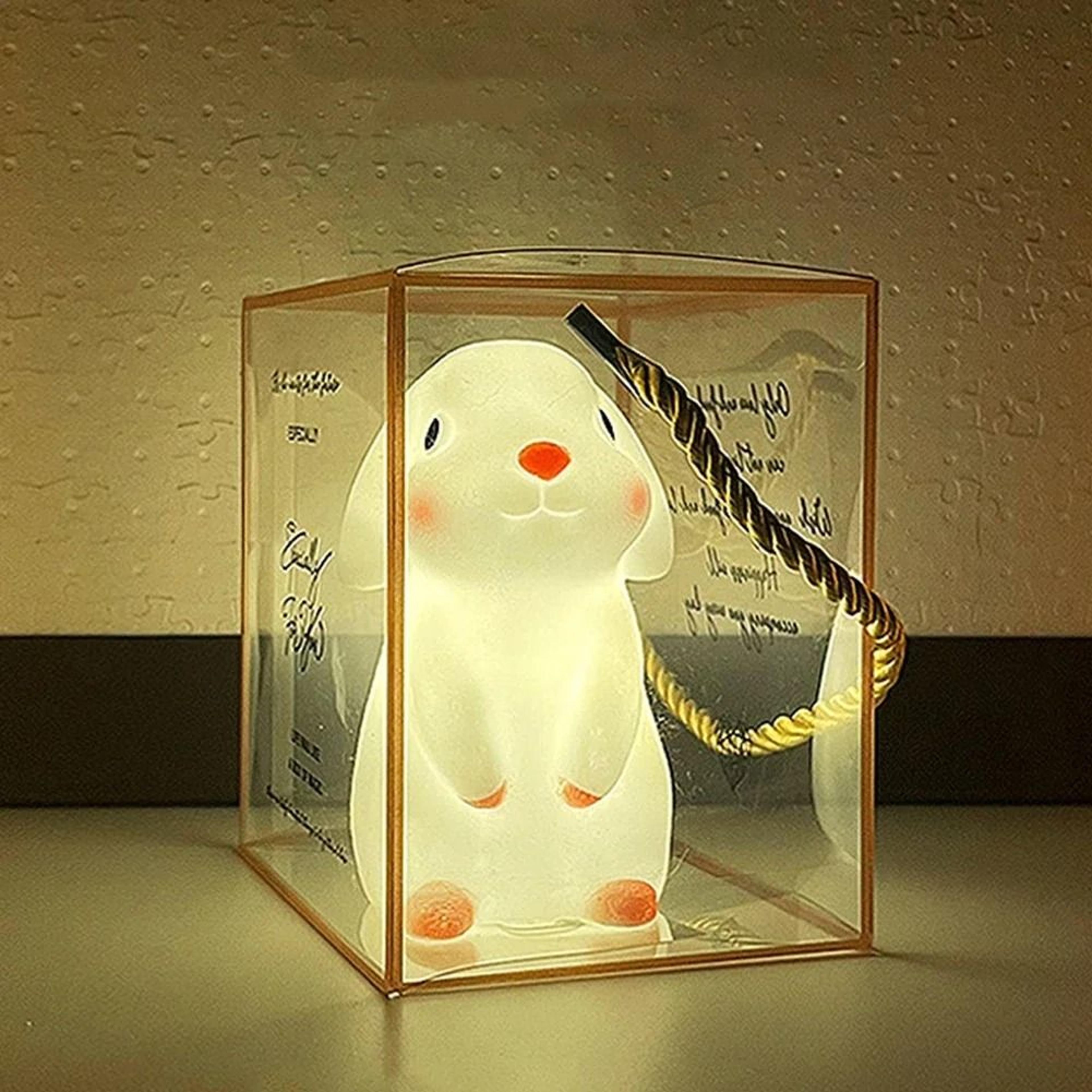 Big Face Silicone Rabbit Touch Night Light Cute Soft Cartoon LED Bedside Lamp For Kids 12