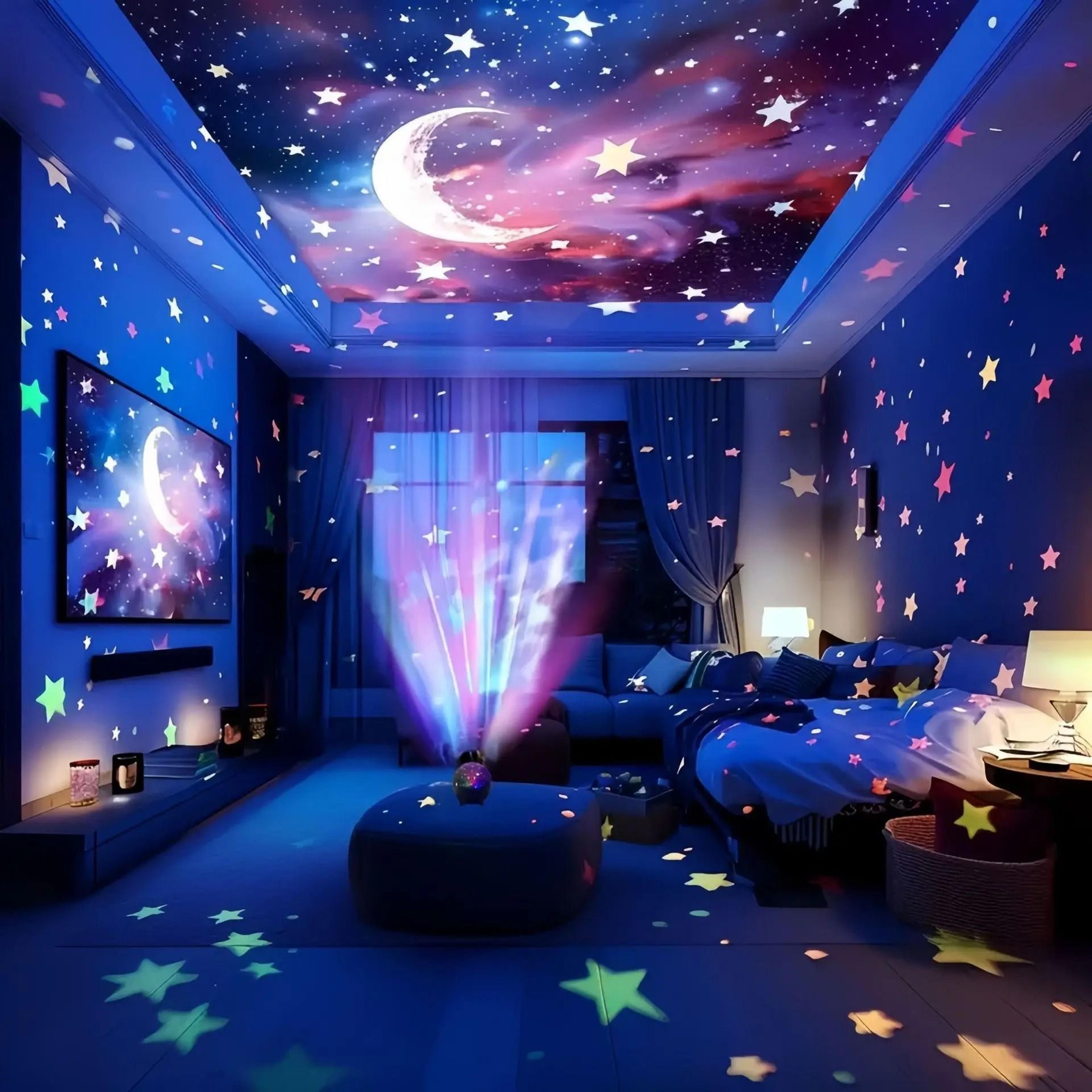 Starry Sky Moon 7Mode LED Projector Light USB Colorful Strobe  Galaxy Nightlight 5