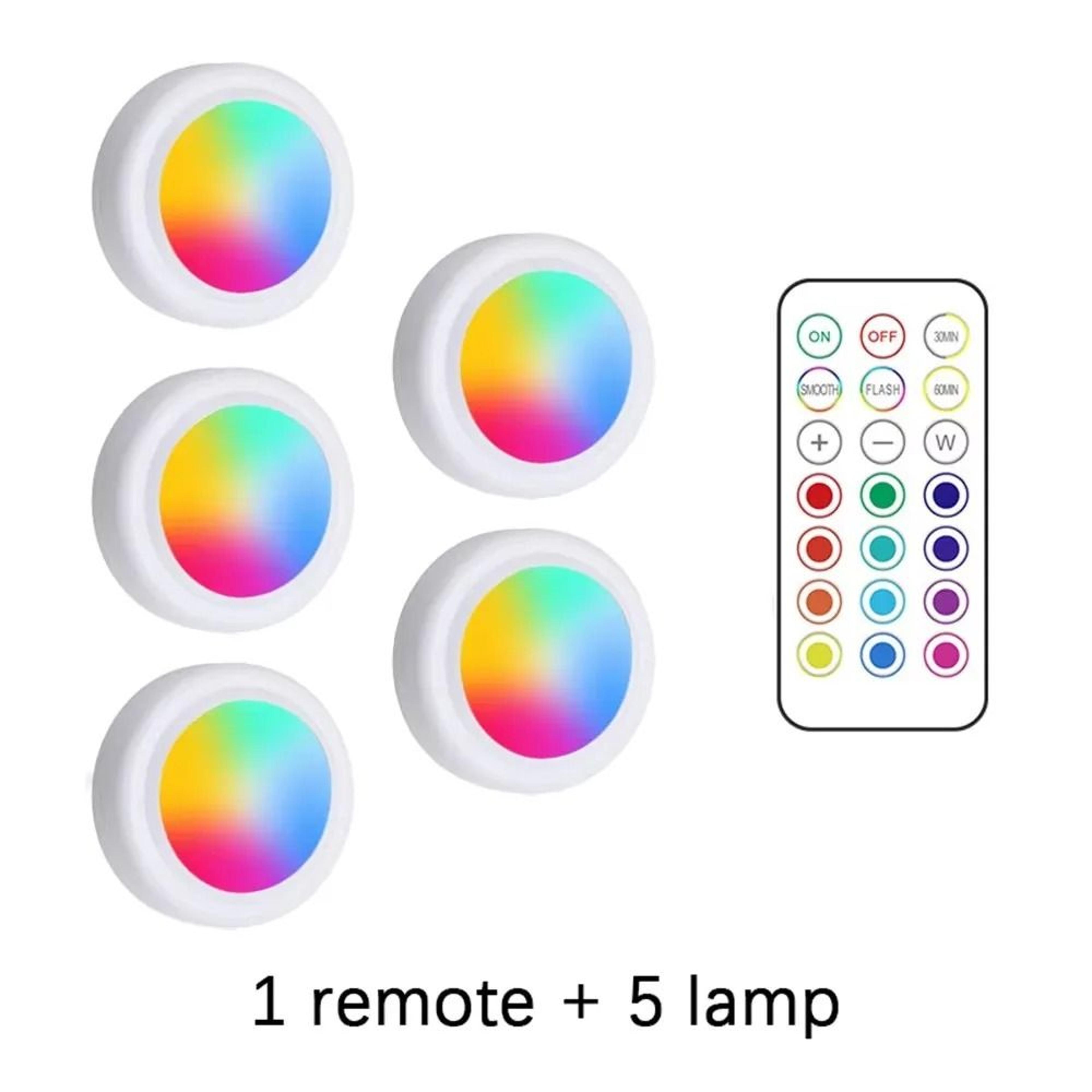 RGB LED Wireless UnderCabinet Puck Lights RemoteControlled Dimmable Battery Lights For Kitchen  Clo 10