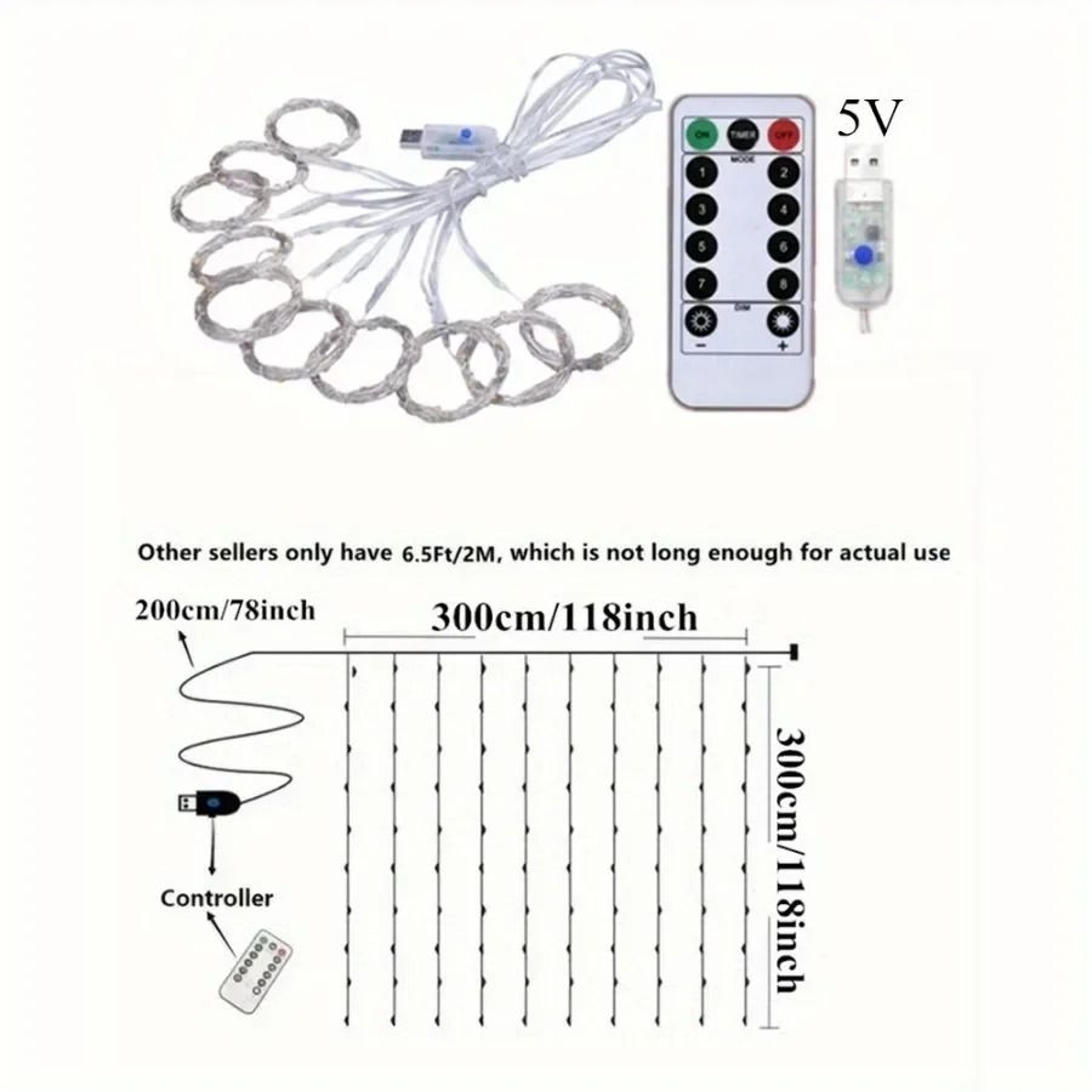 Remote Control USB LED Curtain Fairy Lights MultiLength String Light For Bedroom  Holiday Party Dec 1