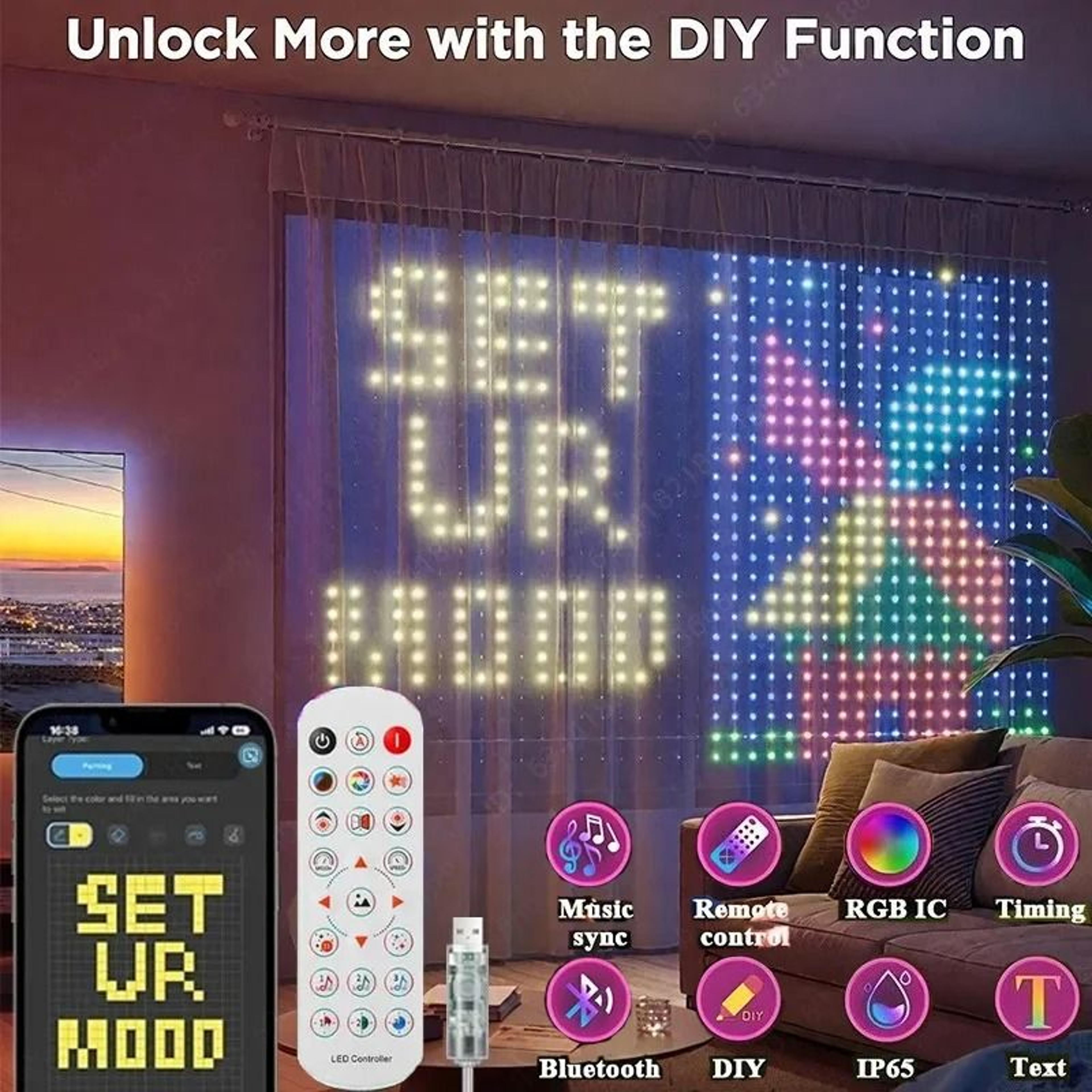USB Smart RGB LED Curtain Light With App Control  DIY Picture Display 2