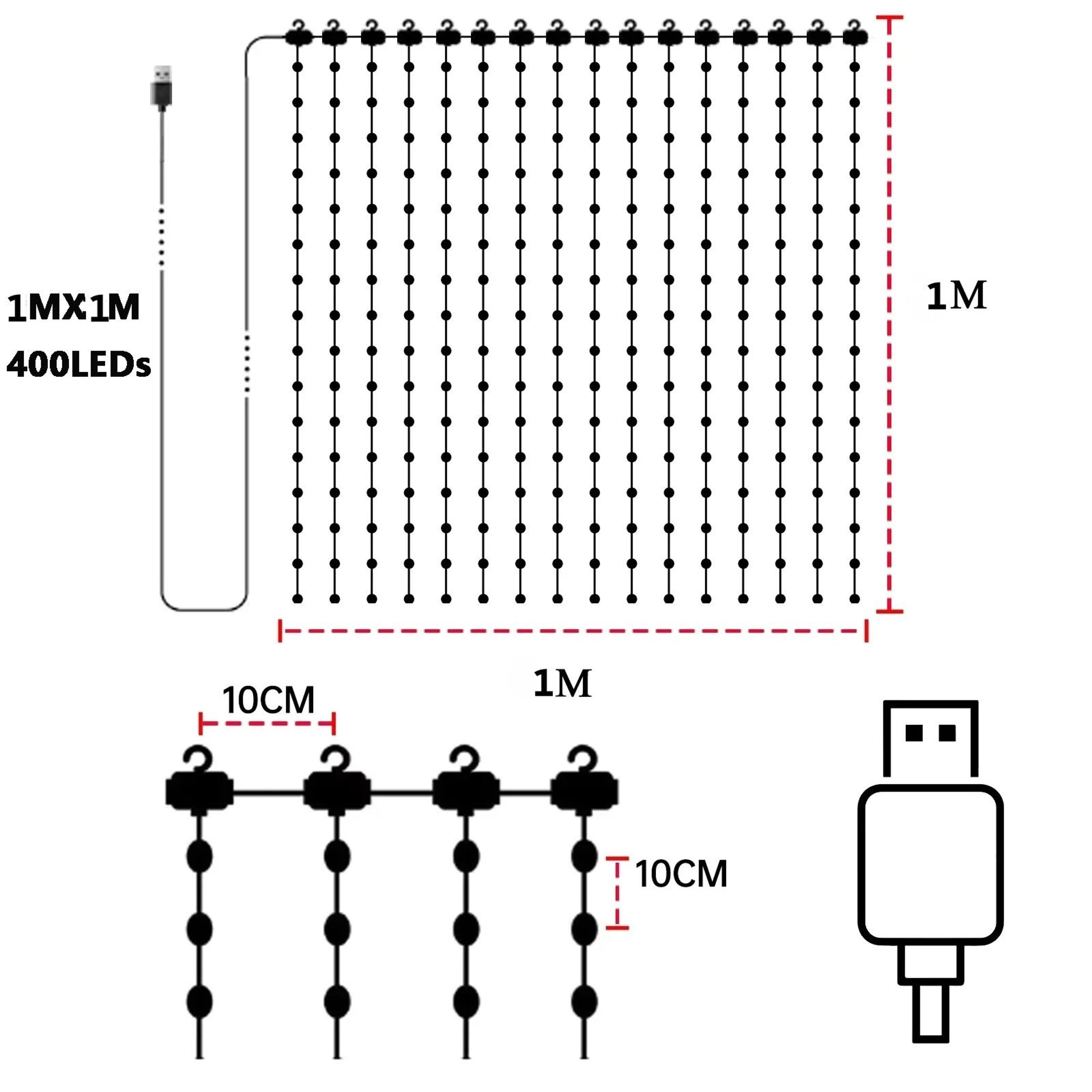 Smart AppControlled RGB LED Curtain String Lights With Remote  Music Sync 7