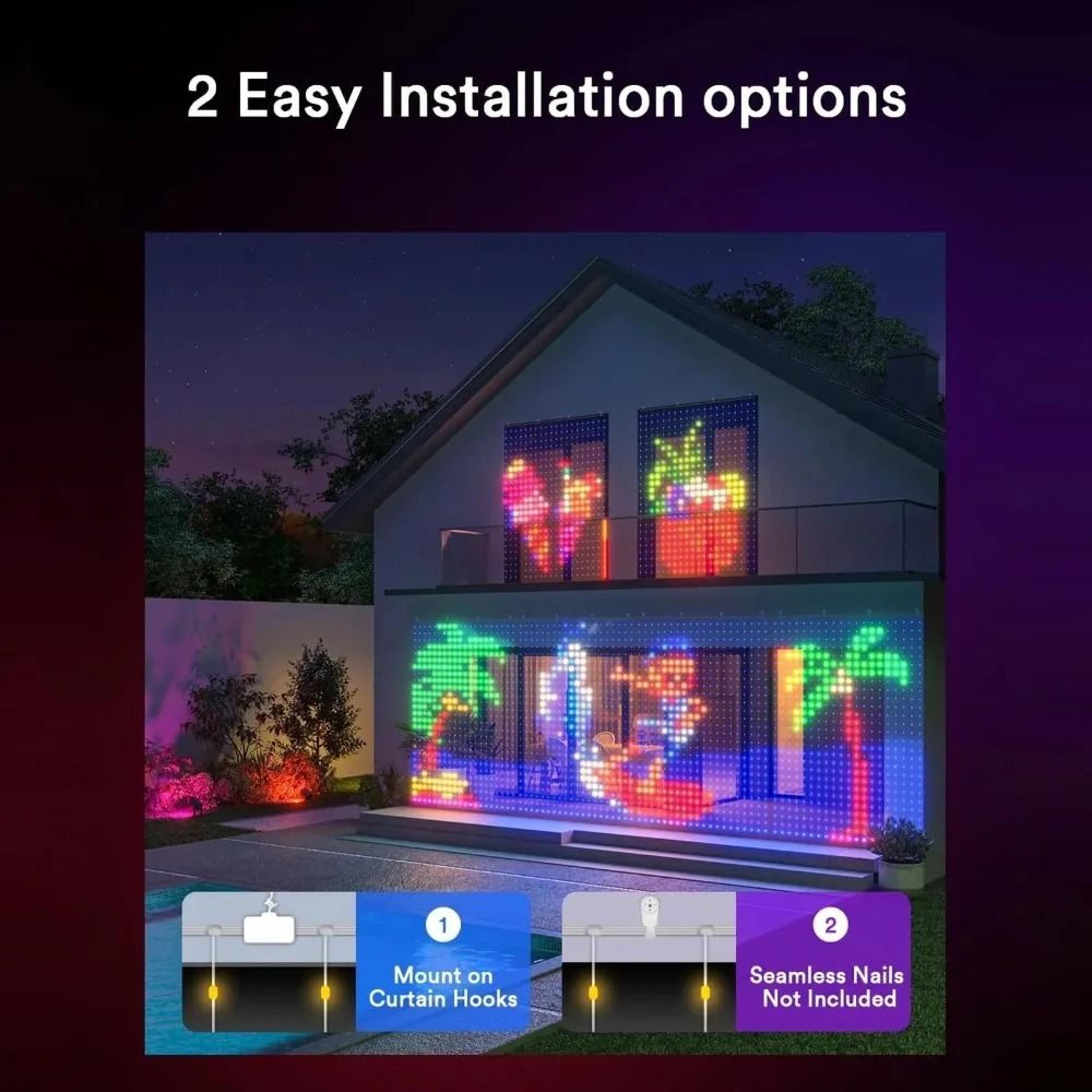 Smart AppControlled RGB LED Curtain String Lights With Remote  Music Sync 1
