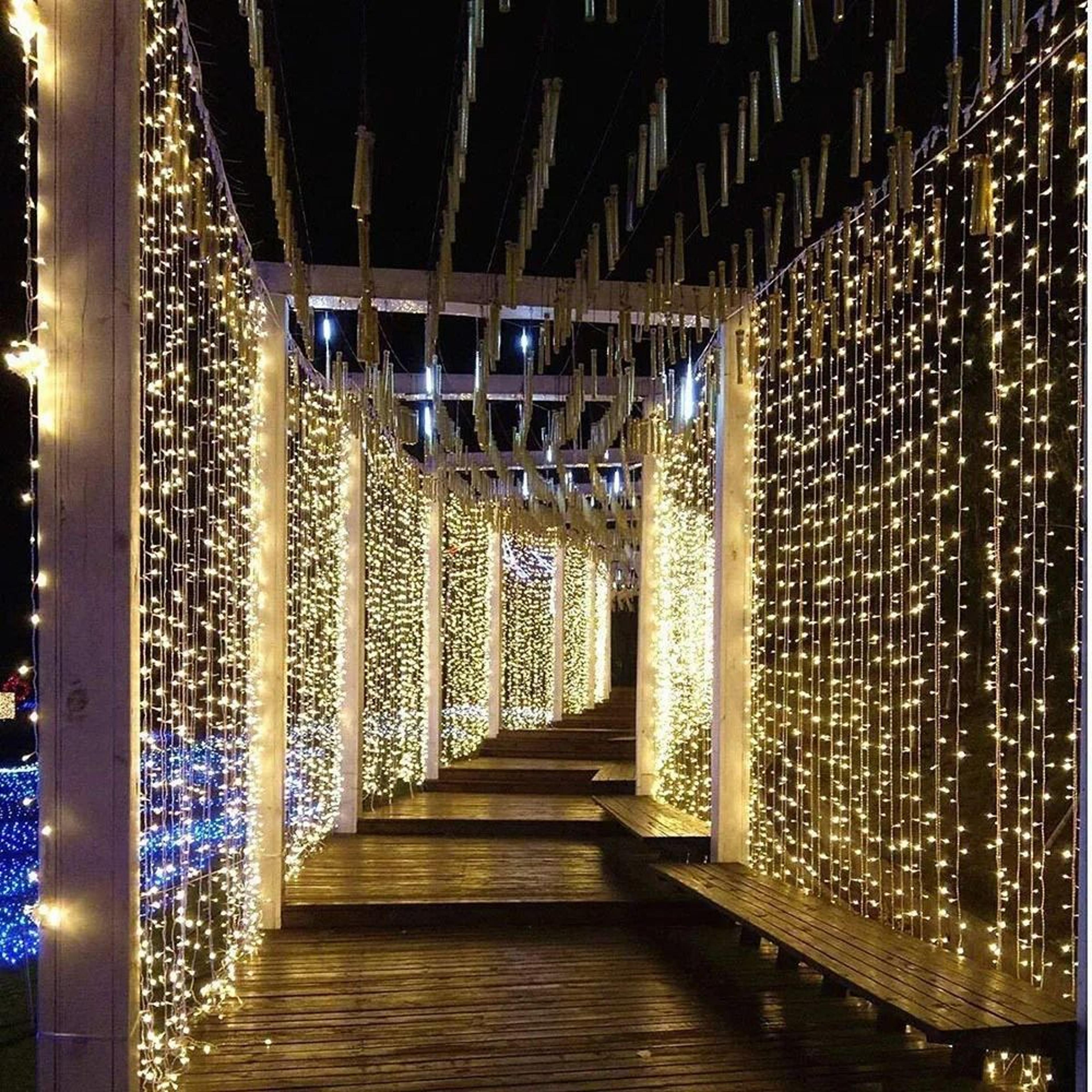 Connectable LED Icicle Curtain String Lights For Christmas  Holiday Decor 6