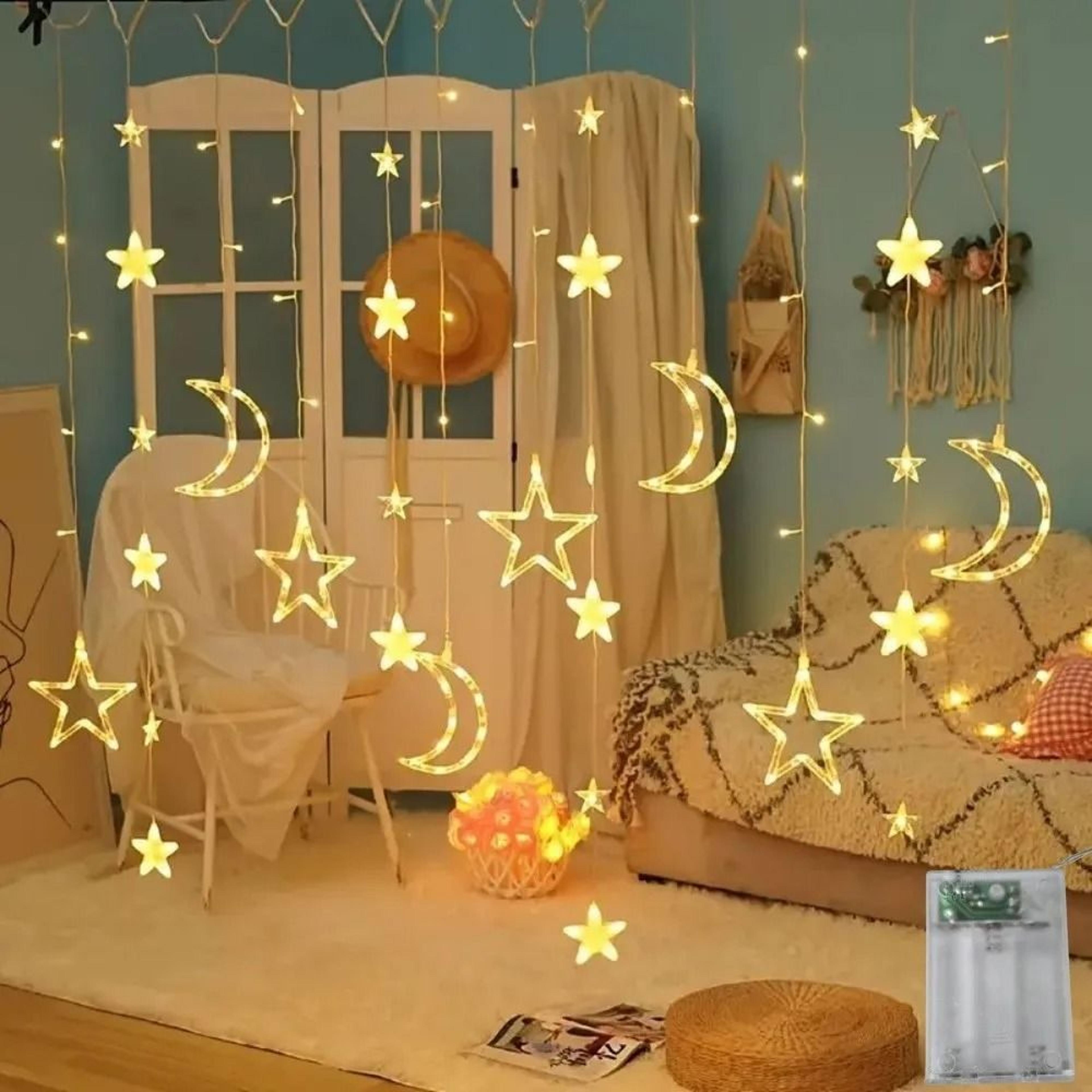 35M Star  Moon LED BatteryPowered Curtain String Lights 2