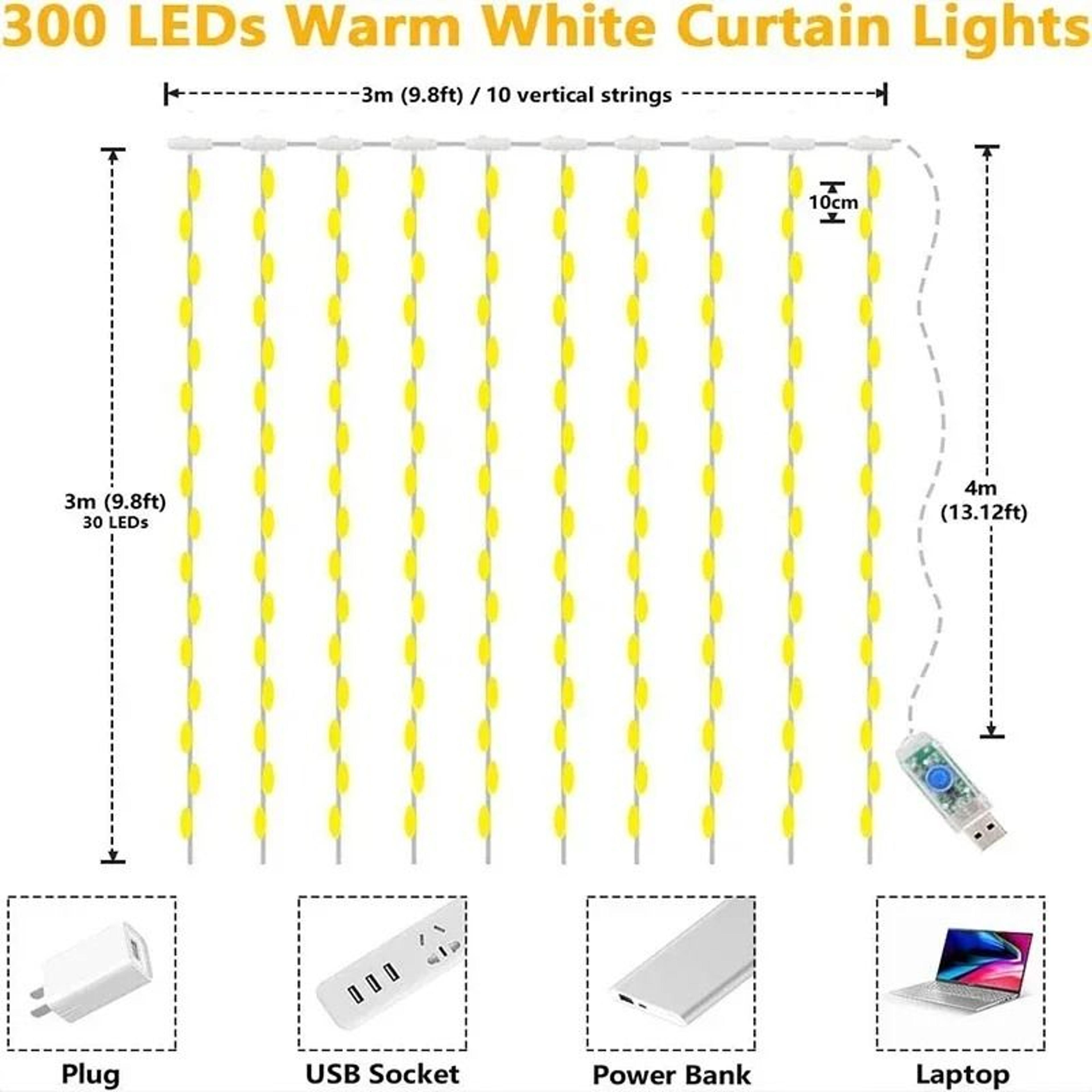 USB Remote Control Festival LED Curtain String Lights For Bedroom  Outdoor Decor 5
