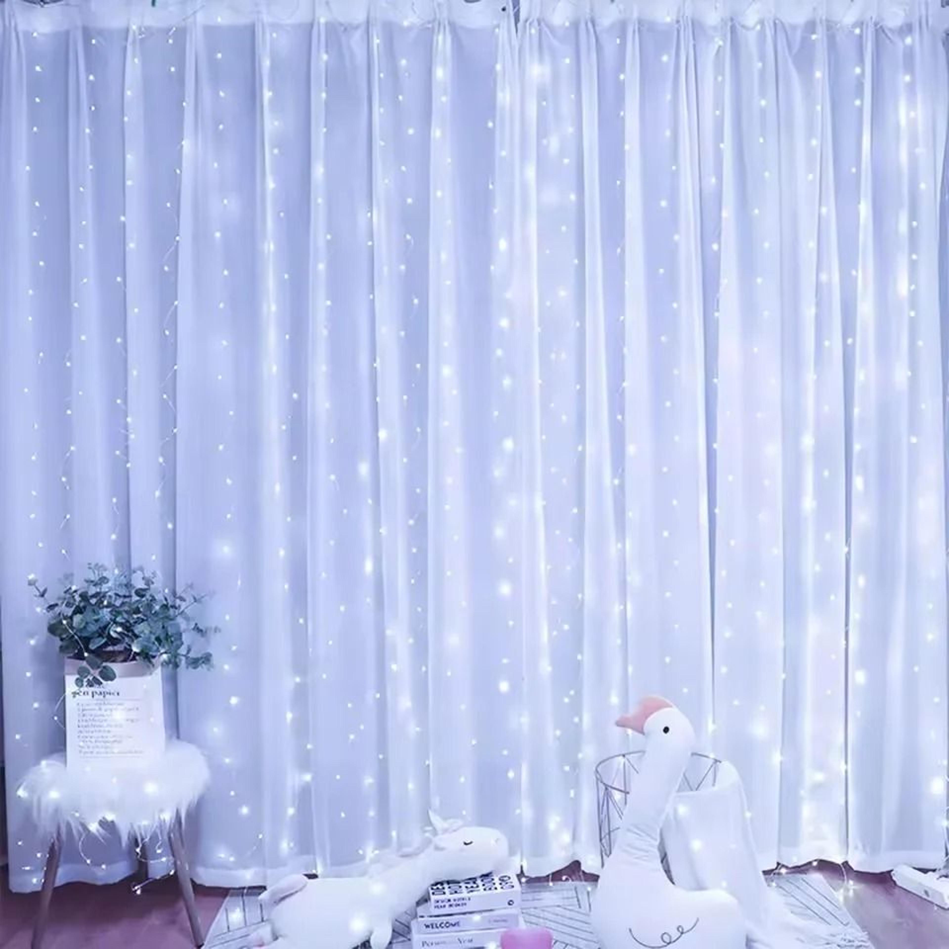 USB Remote Control Window LED Curtain String Lights With 8 Modes For Bedroom  Party Decor 9