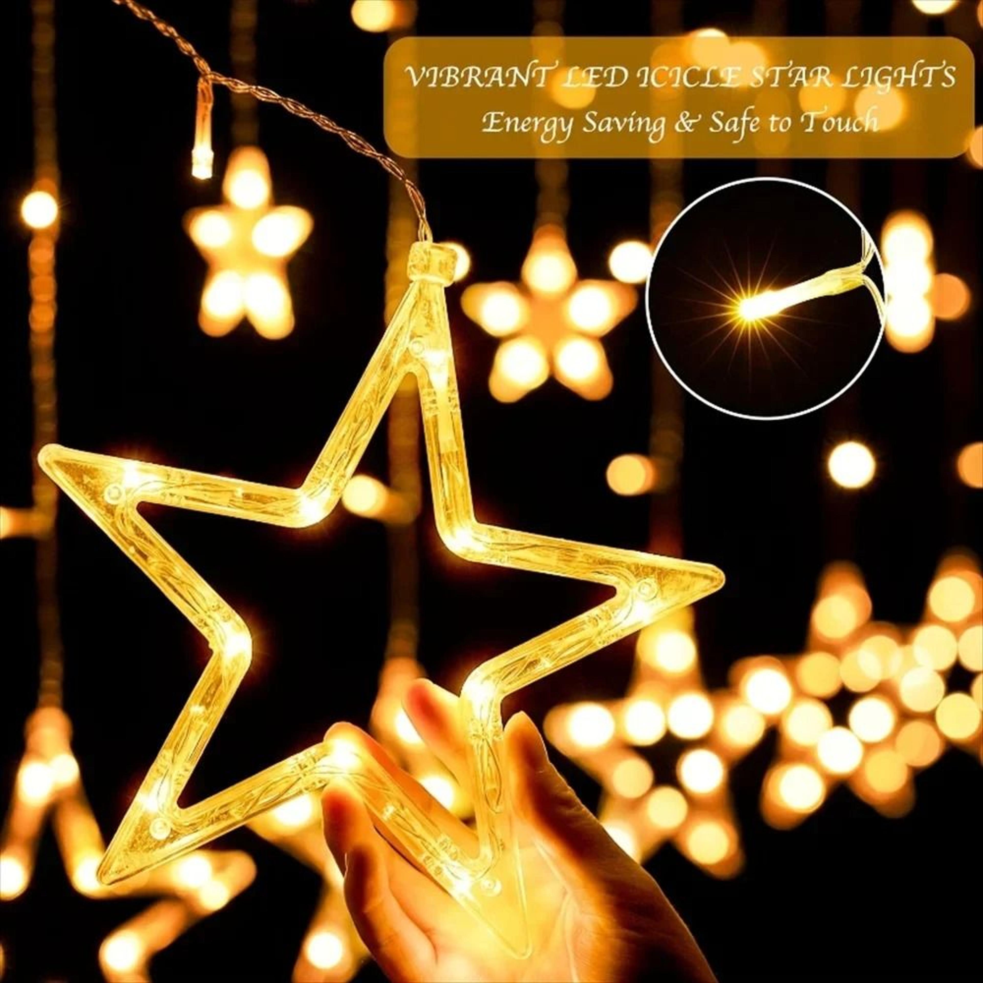 pentagram star led curtain fairy lights with remote control for wedding & holiday decor