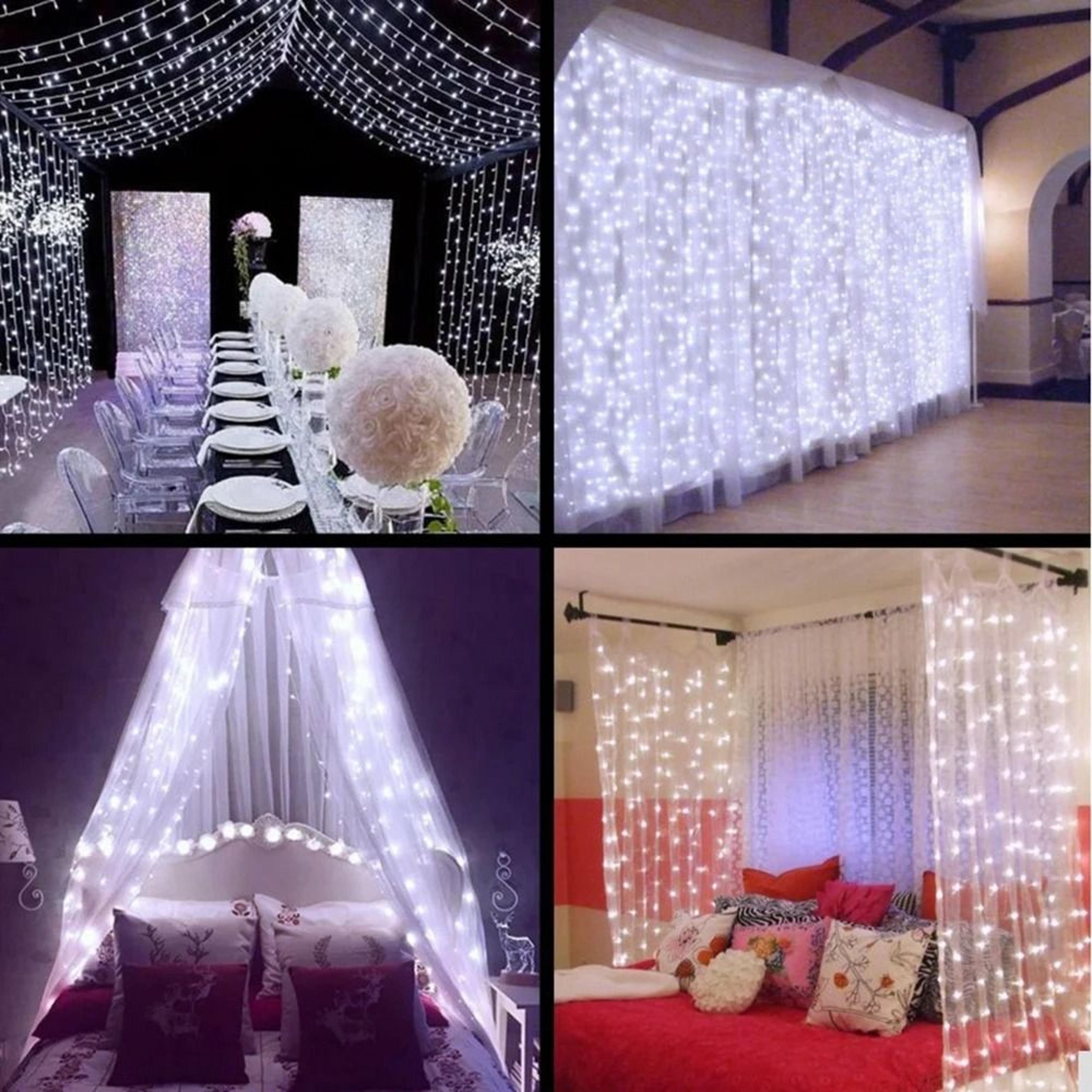 Battery Powered LED Icicle Curtain String Lights For Home Patio  Holiday Decor 5