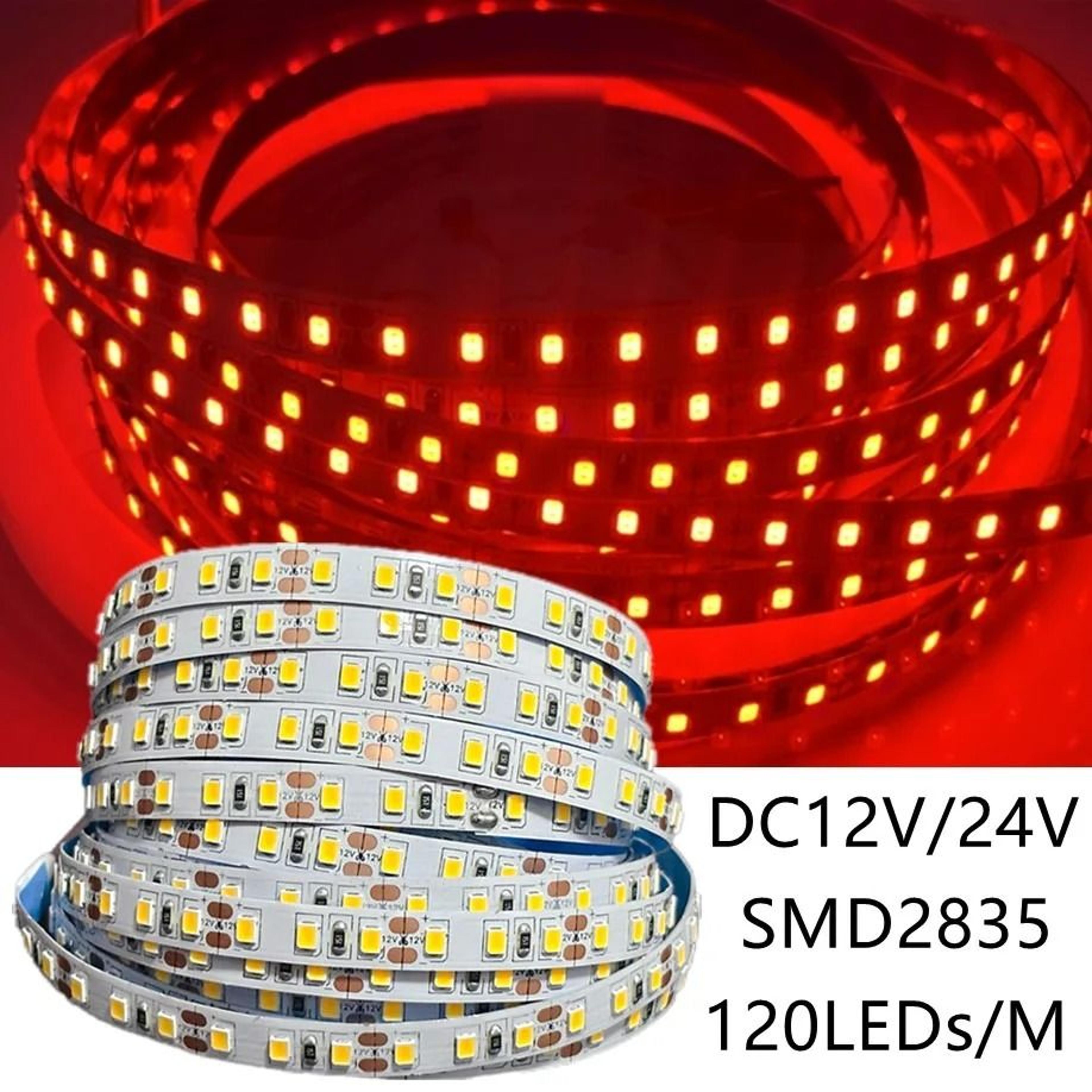 120 leds/m high-density dc 12v/24v 2835 flexible led strip light (cuttable pcb)
