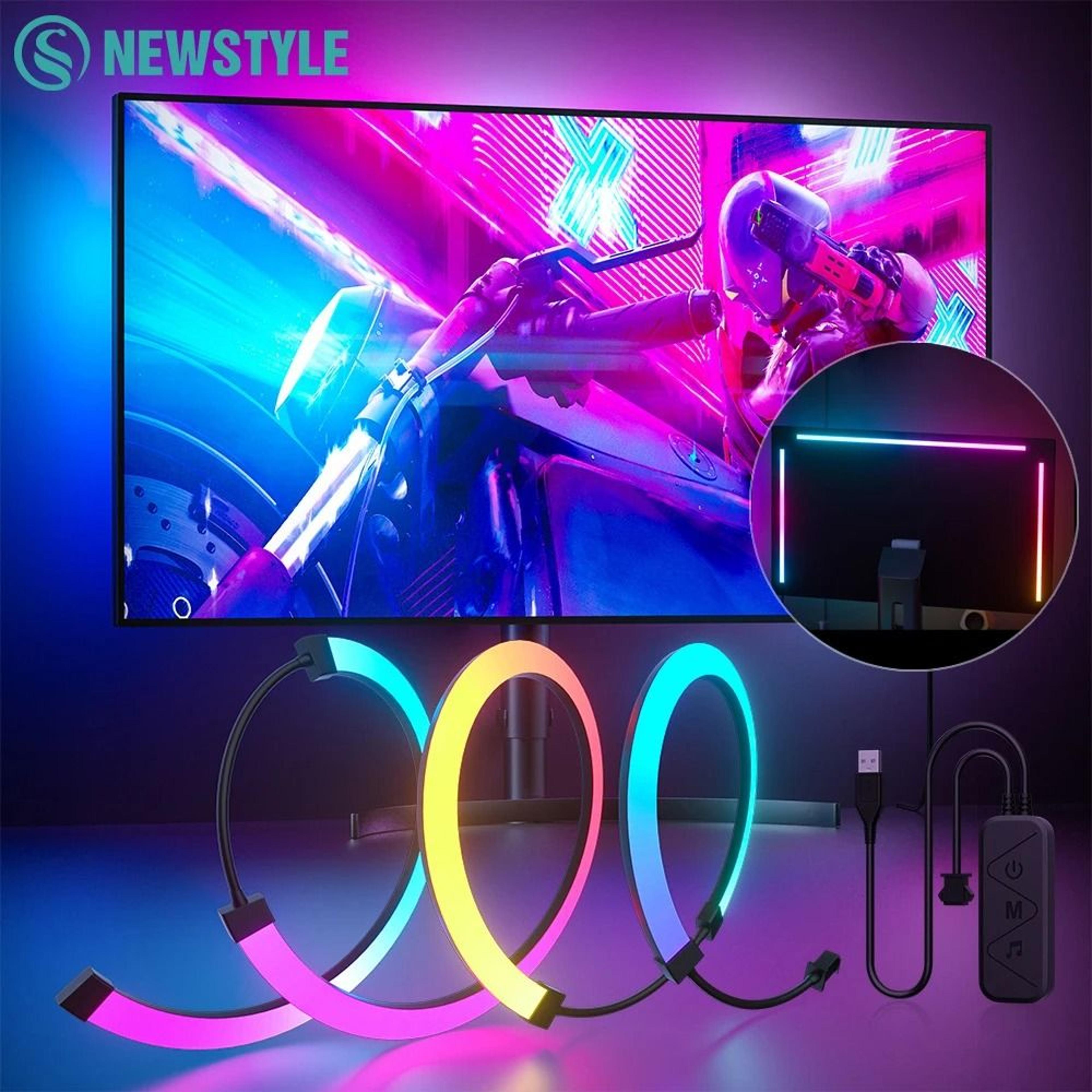 smart rgb pc gaming monitor screen sync led light strip with music sync & app control