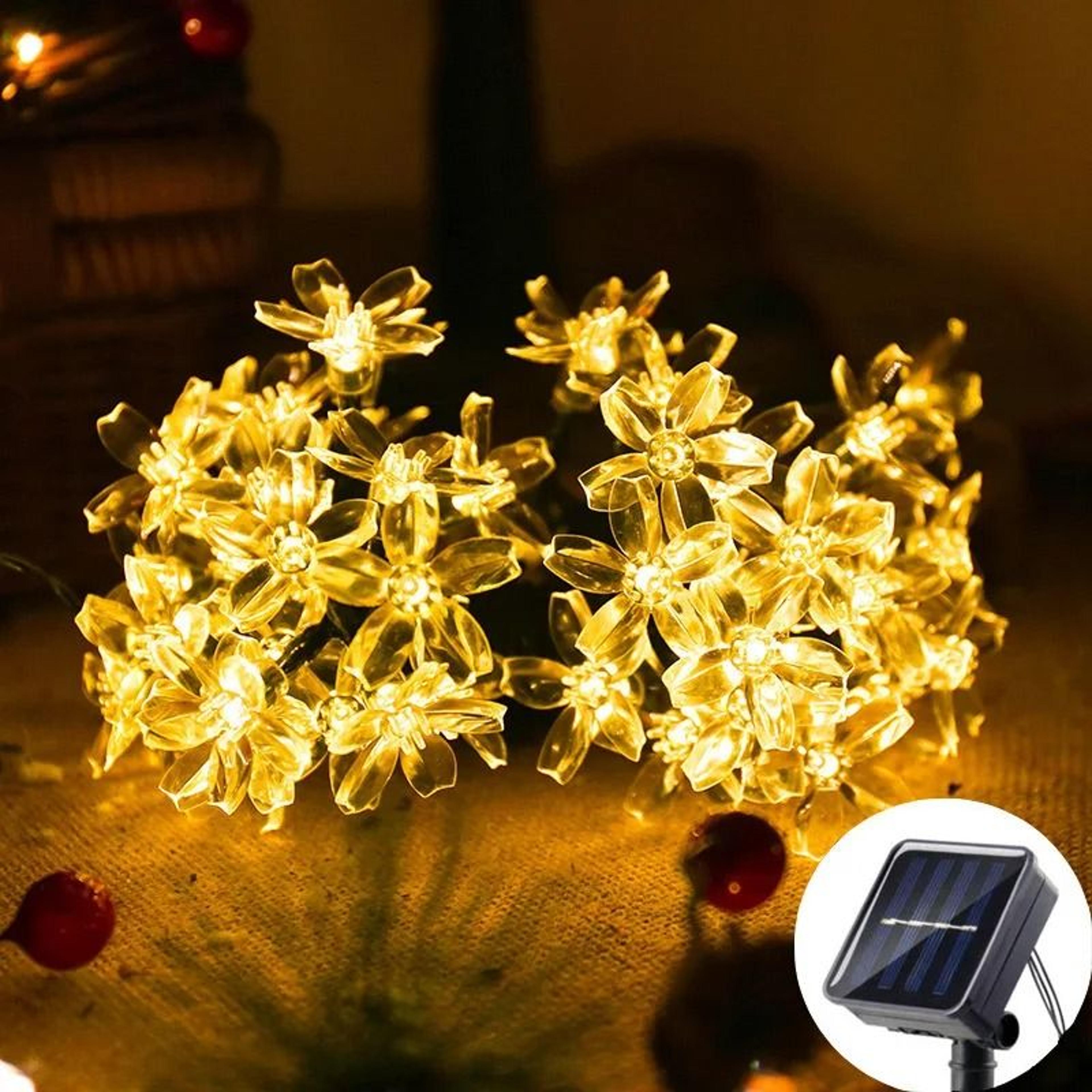 Outdoor Waterproof Solar Cherry Blossom LED String Lights For Patio Garden  Yard Decor 7