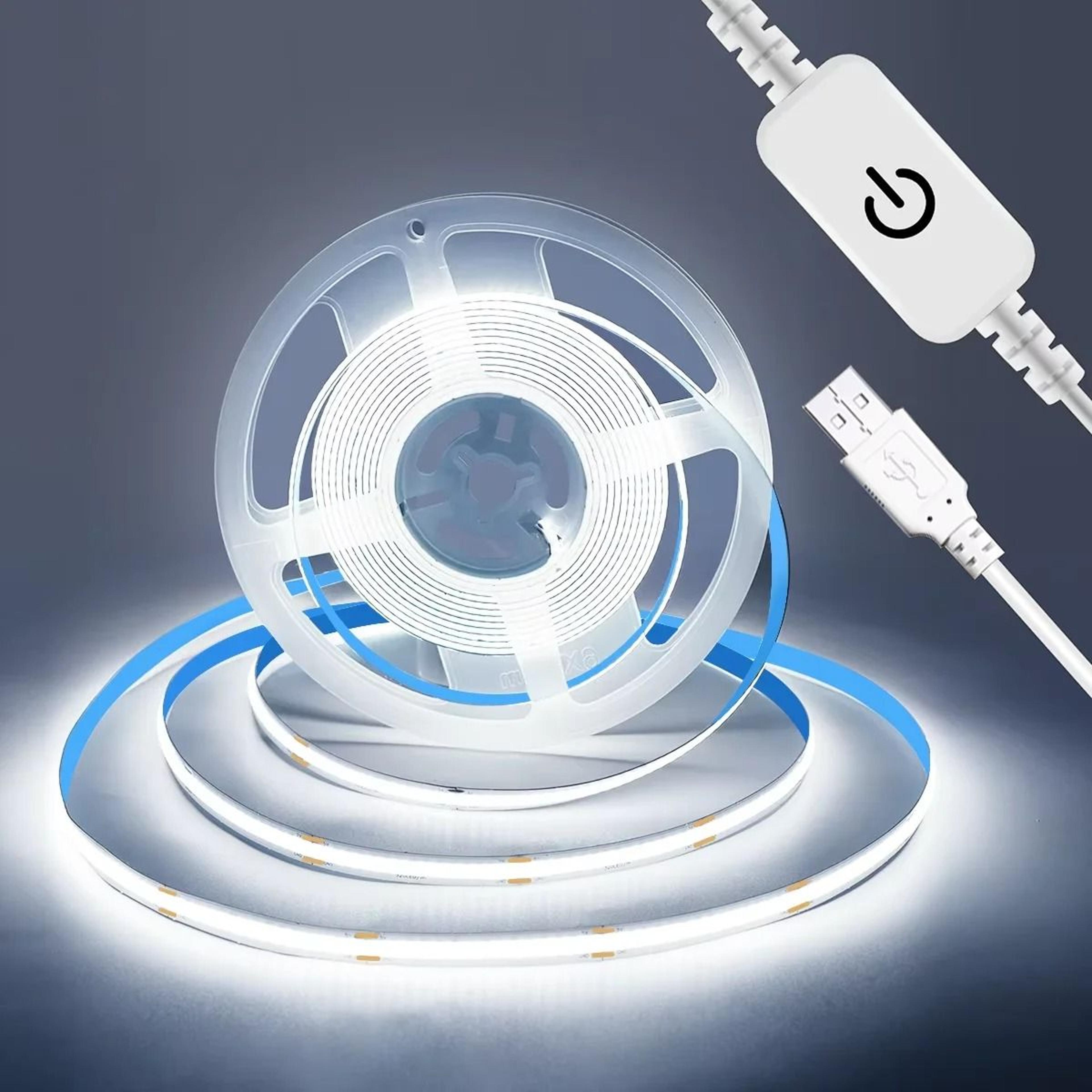 5V USB Flexible COB LED Light Strip With Touch Dimmer Switch For TV Mirror  Wall Accent 6